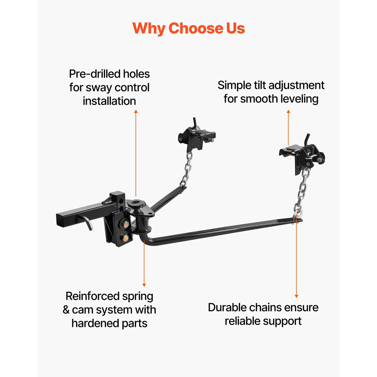 Weight Distribution Hitch, 10000 lbs Max Towing & 1000 lbs Max Tongue, Weight Distributing Hitches Kit Includes 2 in Shank and 2-5/16 in Ball, Load Leveling Hitch for Trailers, Black