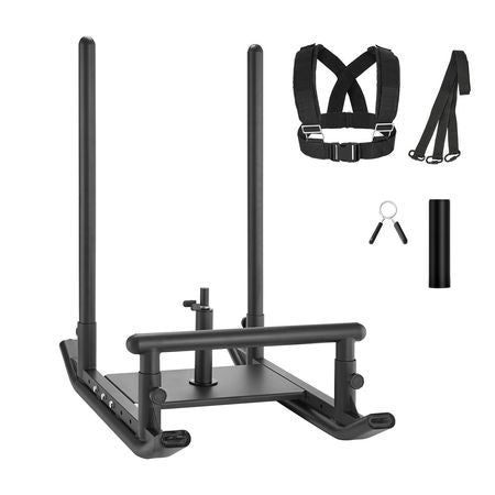 Weight Sled, Steel Power Sled, Fitness Strength Training Sleds for Athletic Exercise Speed Improvement, Workout Fitness Equipment with Handle, Compatible with 1/2 in Weight Plates, Black