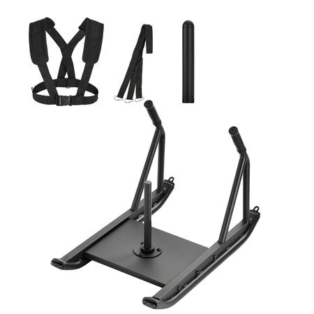 Weight Sled, Steel Power Sled, Fitness Strength Training Sleds for Athletic Exercise Speed Improvement, Workout Fitness Equipment with Handle, Compatible with 1/2 in Weight Plates, Black