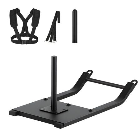 Weight Sled, Steel Power Sled, Fitness Strength Training Sleds for Athletic Exercise Speed Improvement, Workout Fitness Equipment with Harness, Compatible with 1/2 in Weight Plates, Black