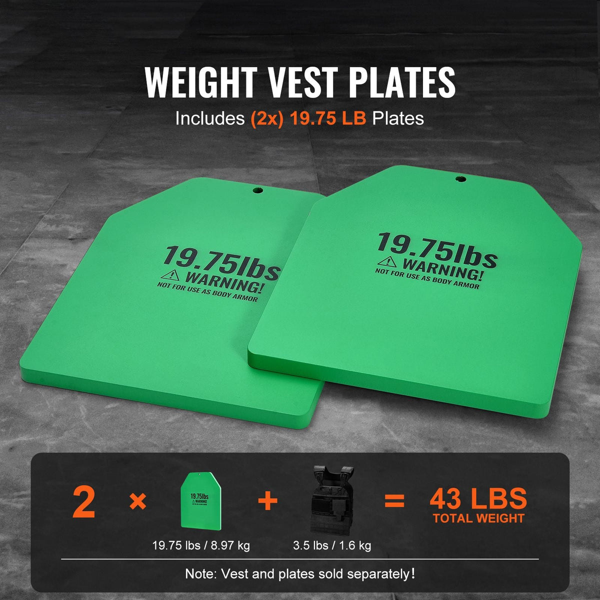 Weight Vest Plates, 19.75 LB Pairs, Premium Steel Weighted plates, Contoured Ergonomic Fit – WODs, Additional Weight for Weight Vests, for Strength Training, Running, Fitness, Heavy Workouts