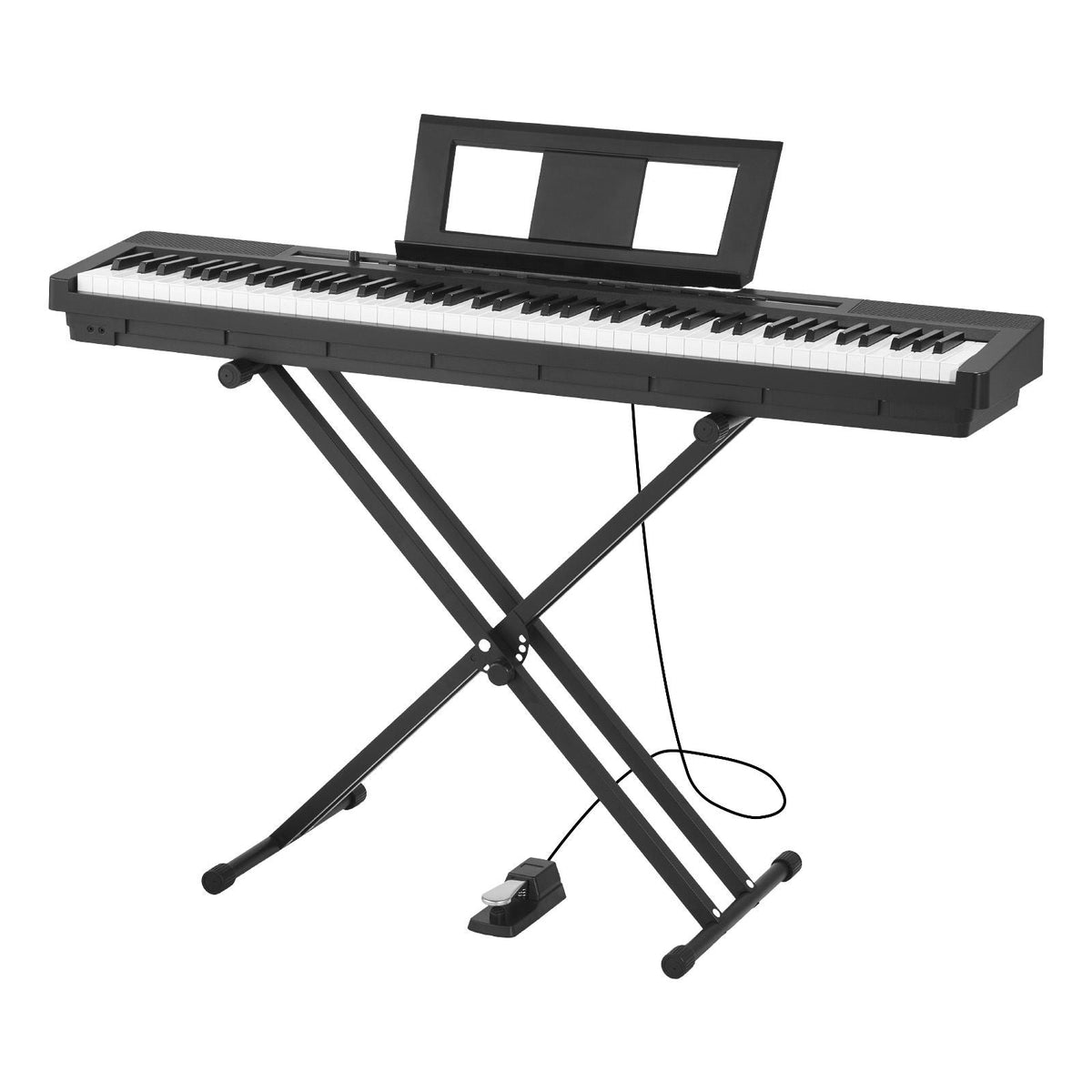 Weighted Digital Piano, 88 Keys Fully Weighted, Electric Piano Dual Keyboard & Speakers with X Stand, Sustain Pedal, Recording Function, 280 Tones, Wireless Connection, for Beginners, Black