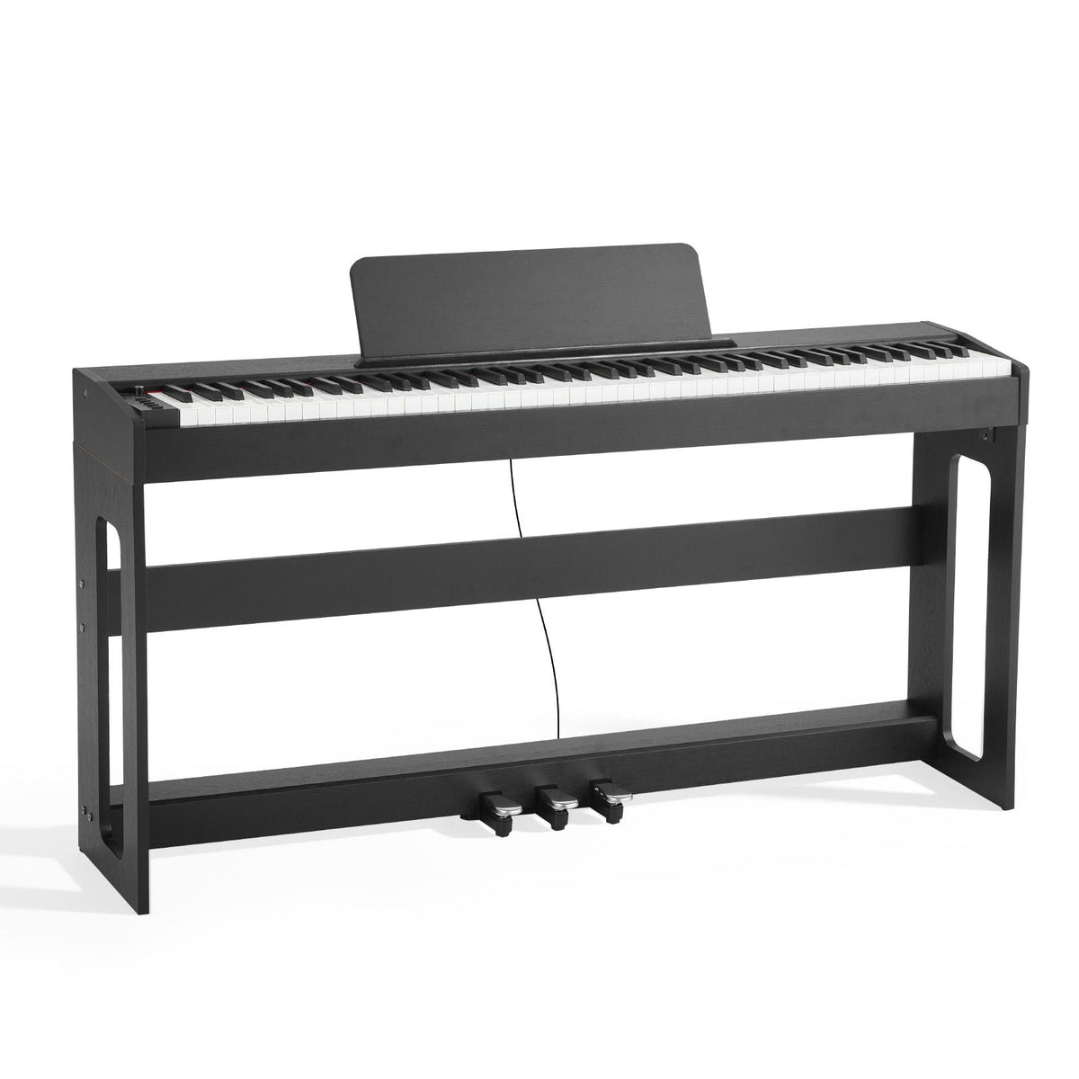 Weighted Digital Piano, 88 Keys Fully Weighted, Electric Piano Keyboard with Furniture Stand, Power Adapter, Triple Pedal, Record Function, 280 Tones, Wireless Connection, for Beginners, Black