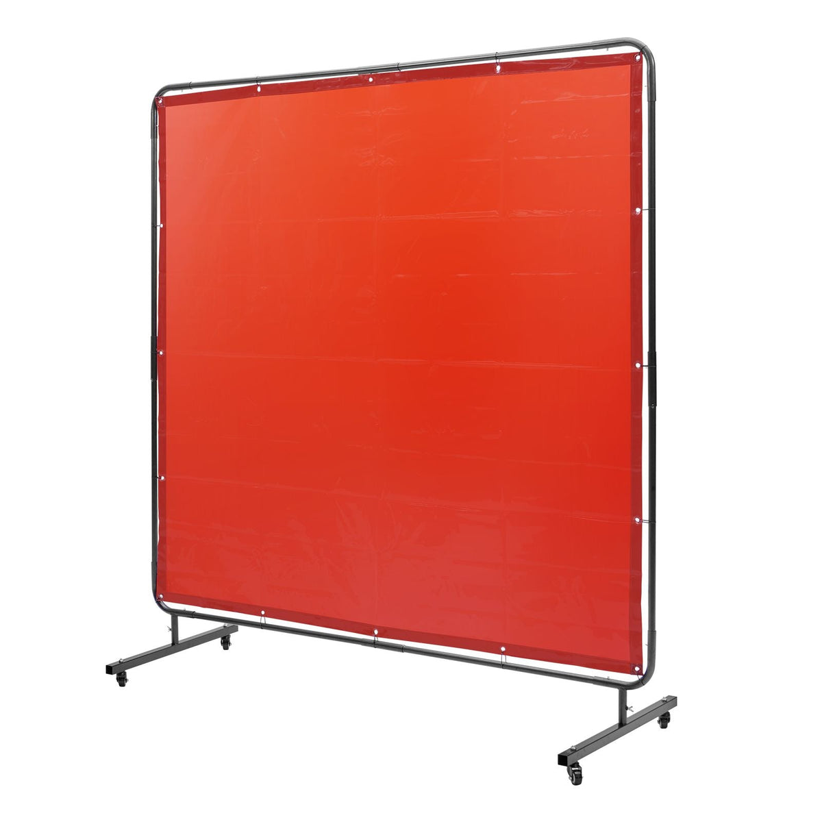 Welding Screen with Frame, 6' x 6' Welding Curtain Screen, Flame-Resistant Vinyl Welding Protection Screen on 4 Swivel Wheels (2 Lockable), Moveable & Professional for Workshop/Industrial, Red