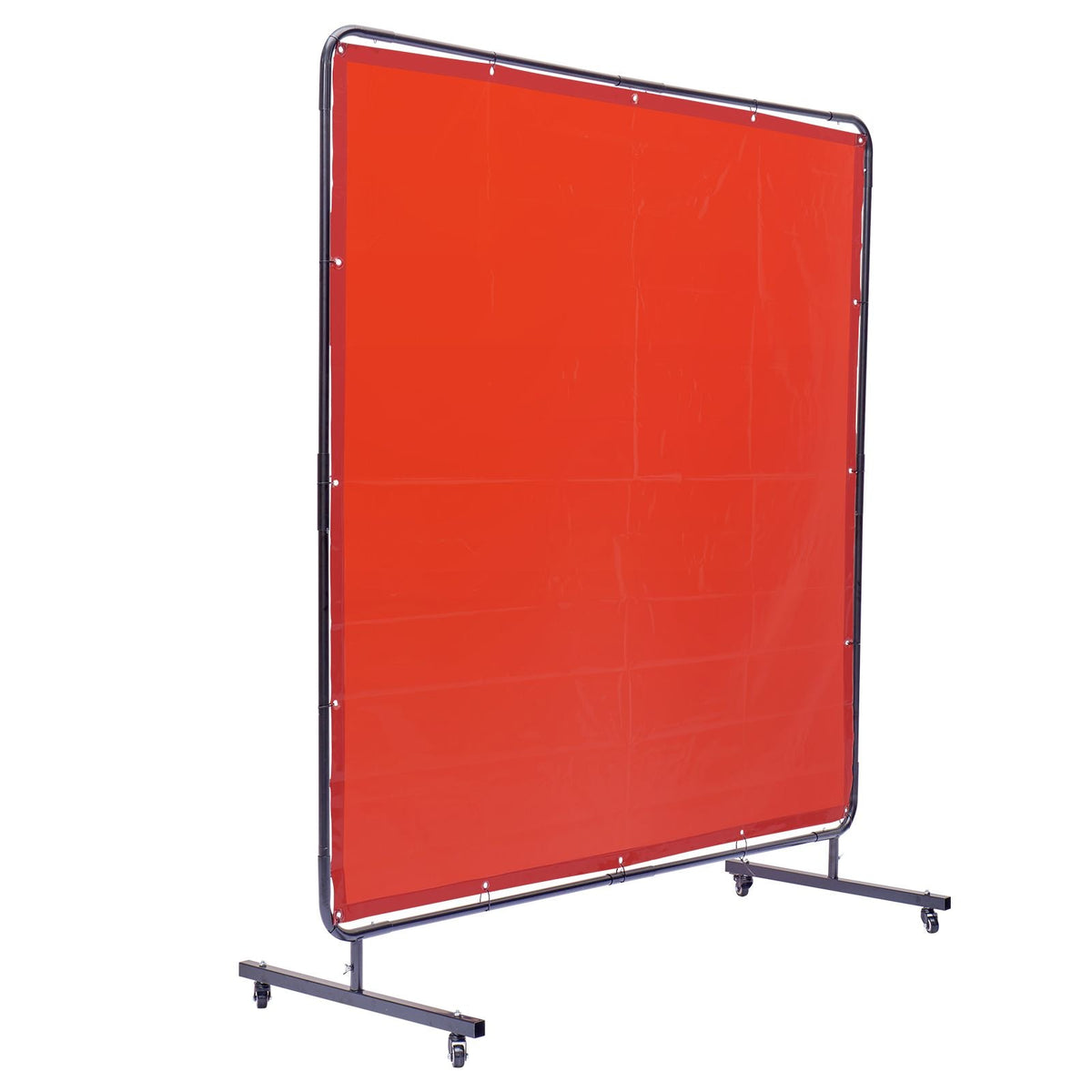 Welding Screen with Frame, 6' x 6' Welding Curtain Screen, Flame-Resistant Vinyl Welding Protection Screen on 4 Swivel Wheels (2 Lockable), Moveable & Professional for Workshop/Industrial, Red