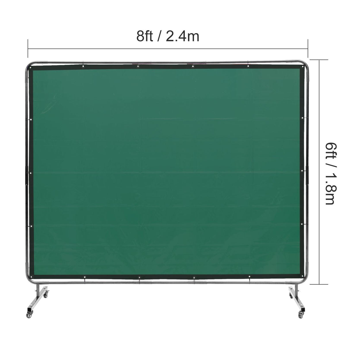 Welding Screen with Frame, 6' x 8' Welding Curtain Screen, Flame-Resistant Vinyl Welding Protection Screen on 4 Swivel Wheels (2 Lockable), Moveable & Professional for Workshop/Industrial, Green