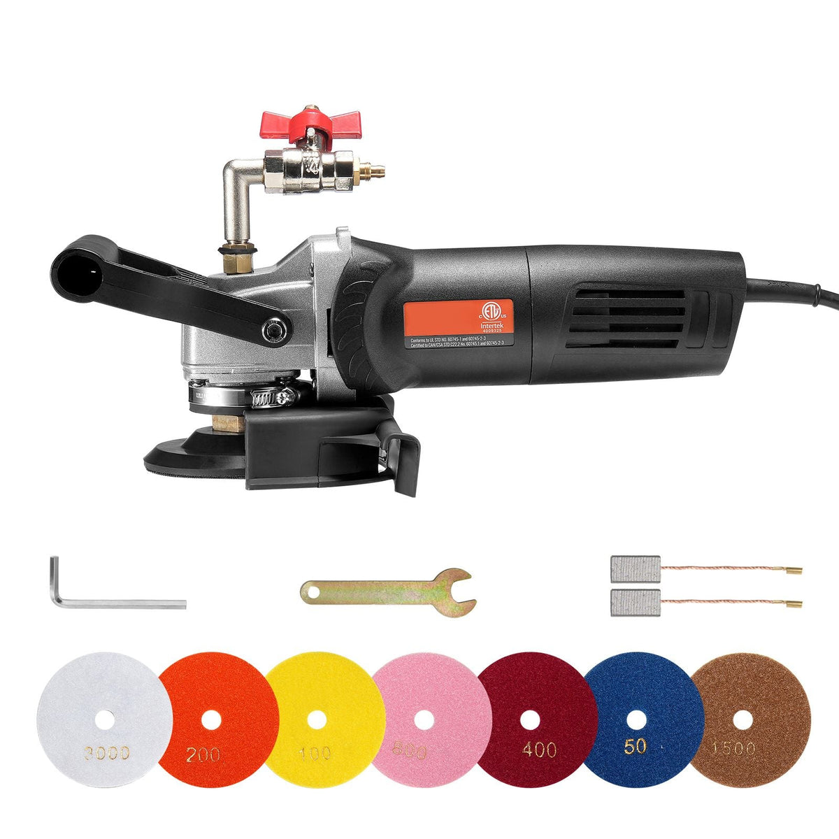 Wet Polisher 800W, 4" Concrete Grinder with 6 Variable Speed and 7 Polishing Kits, Wet Grinder Machine for Marble, Granite, Stone, Rock, Tile, Equipped with a GFCI Switch, (1000 - 4000 RPM)