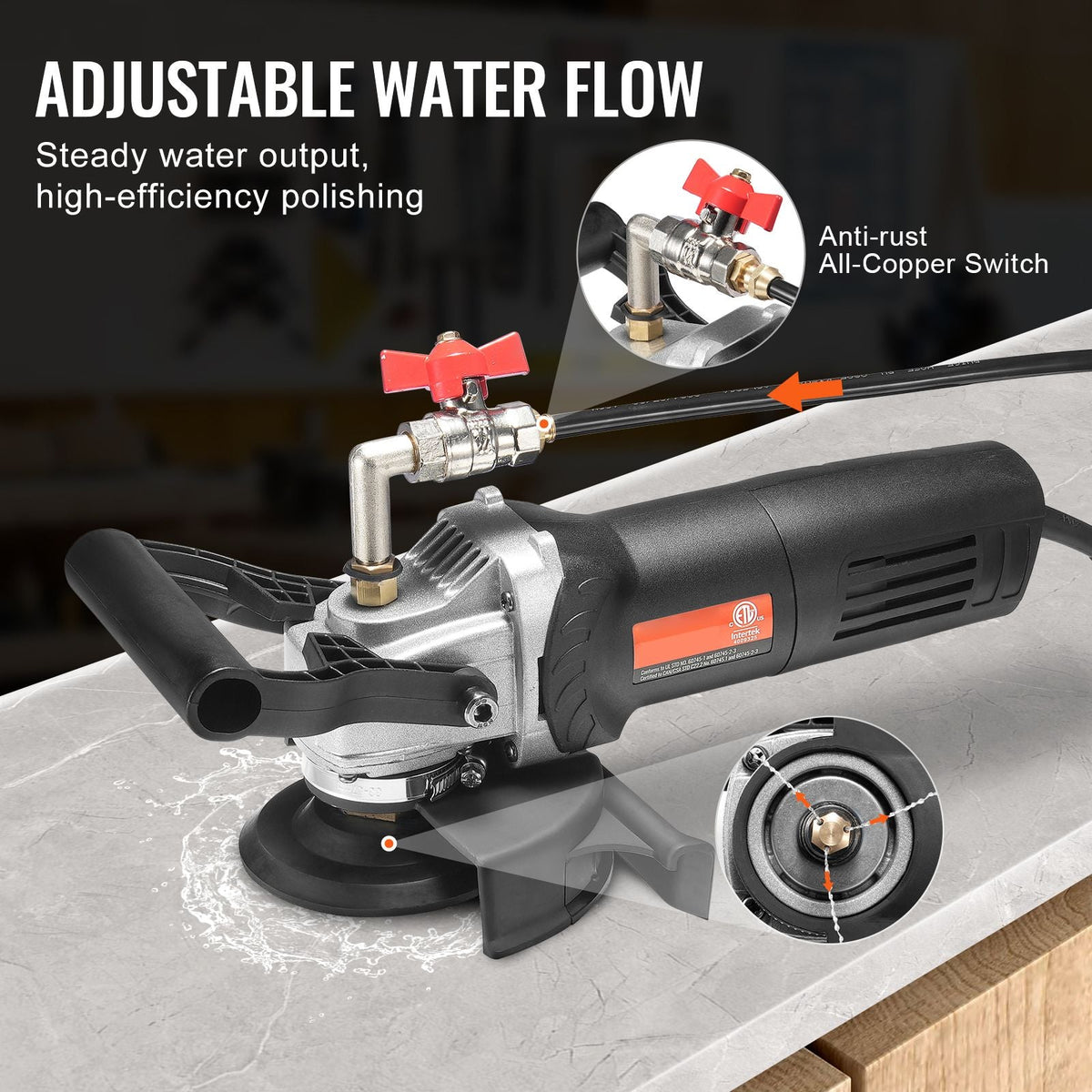 Wet Polisher 800W, 4" Concrete Grinder with 6 Variable Speed and 7 Polishing Kits, Wet Grinder Machine for Marble, Granite, Stone, Rock, Tile, Equipped with a GFCI Switch, (1000 - 4000 RPM)