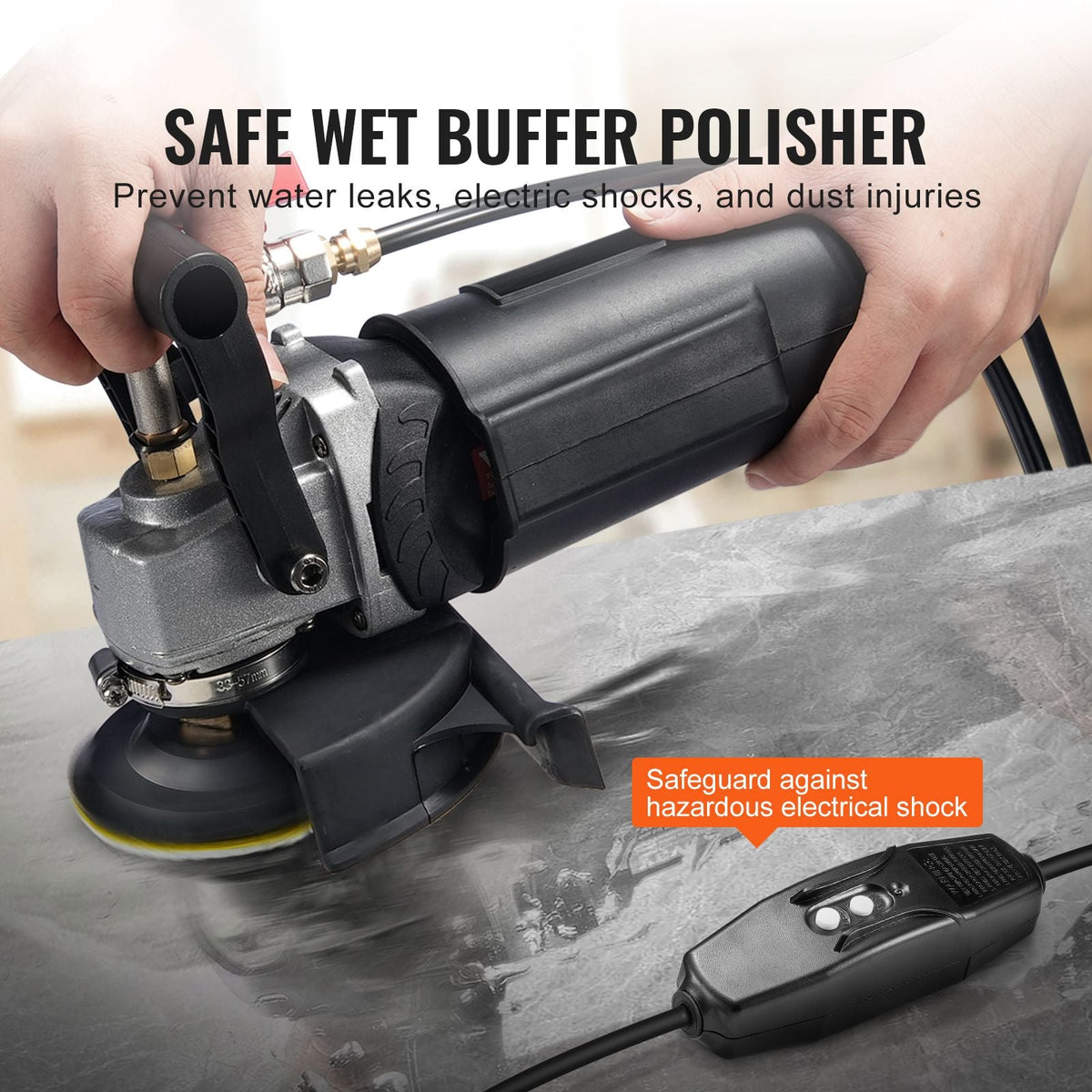 Wet Polisher 800W, 4" Concrete Grinder with 6 Variable Speed and 7 Polishing Kits, Wet Grinder Machine for Marble, Granite, Stone, Rock, Tile, Equipped with a GFCI Switch, (1000 - 4000 RPM)