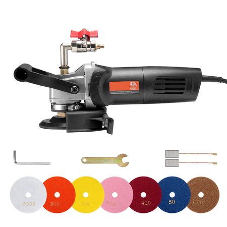 Wet Polisher 800W, 4" Concrete Grinder with 6 Variable Speed and 7 Polishing Kits, Wet Grinder Machine for Marble, Granite, Stone, Rock, Tile, Equipped with a GFCI Switch, (1000 - 4000 RPM)