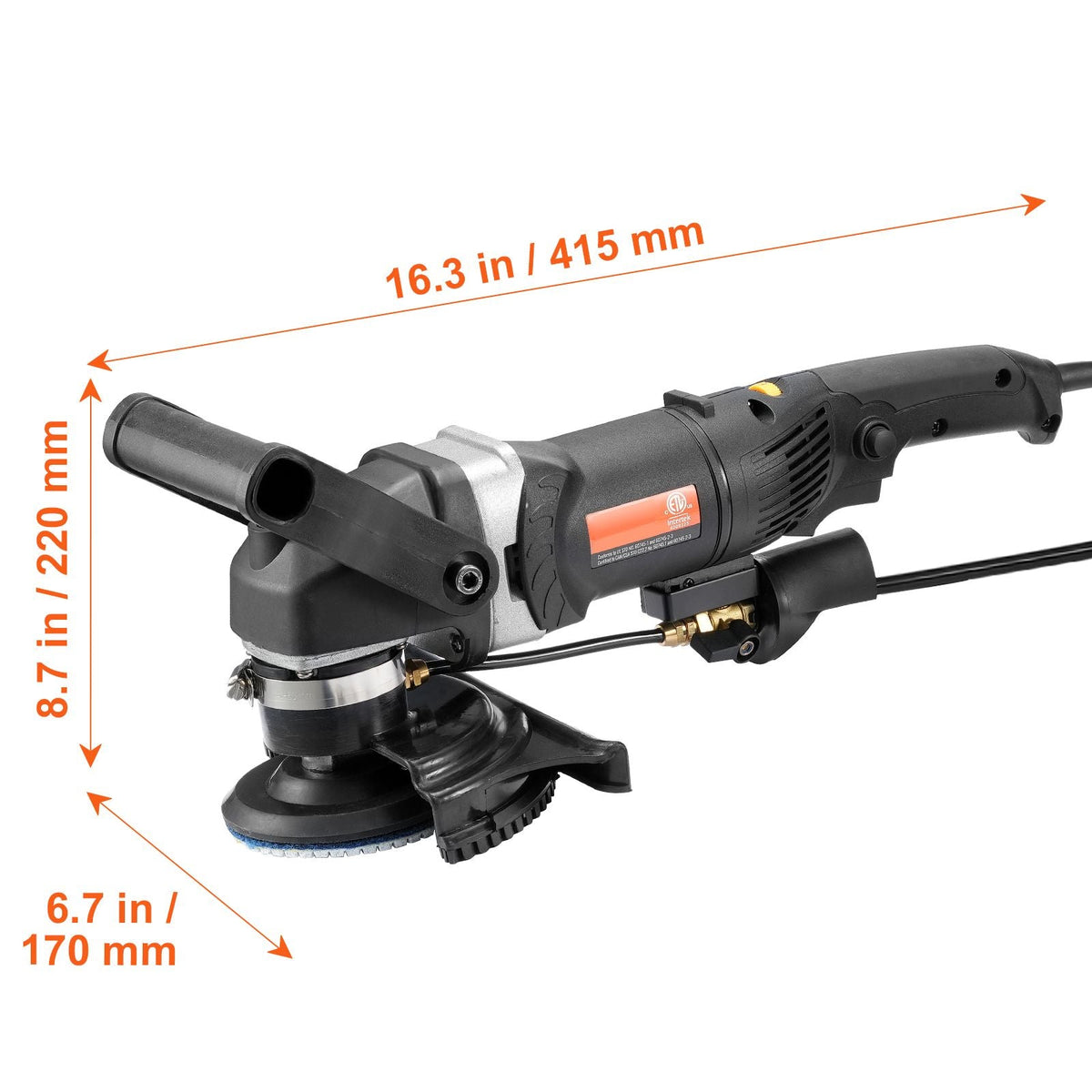 Wet Polisher 800W, 4" Concrete Grinder with 6 Variable Speed and 7 Polishing Kits, Wet Grinder Machine for Marble, Granite, Stone, Rock, Tile, Equipped with a GFCI Switch, (700 - 3000 RPM)