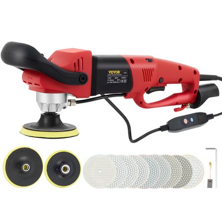Wet Polisher Grinder, 6 Variable Speed Buffing Machine & 8PCS Polishing Kit, with 4" & 5" Diamond Polishing Pads, Splash Shield, Concrete Stone Tool for Ceramic Tile Marble Stone Countertop
