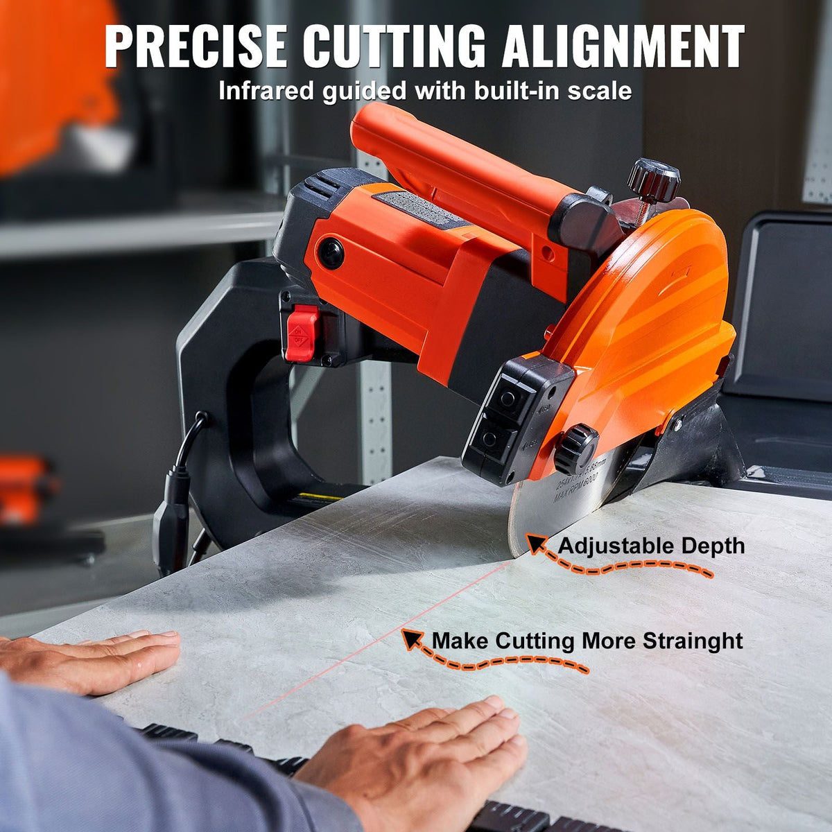 Wet Tile Saw with Stand, 10-inch 65Mn Steel Blade, 4500 RPM Motor, Tile Cutter Wet Saw with Water Reservoir and Casters, 0-45 Degrees Miter Angle for Cutting Tiles, Floor Tiles, and Stones