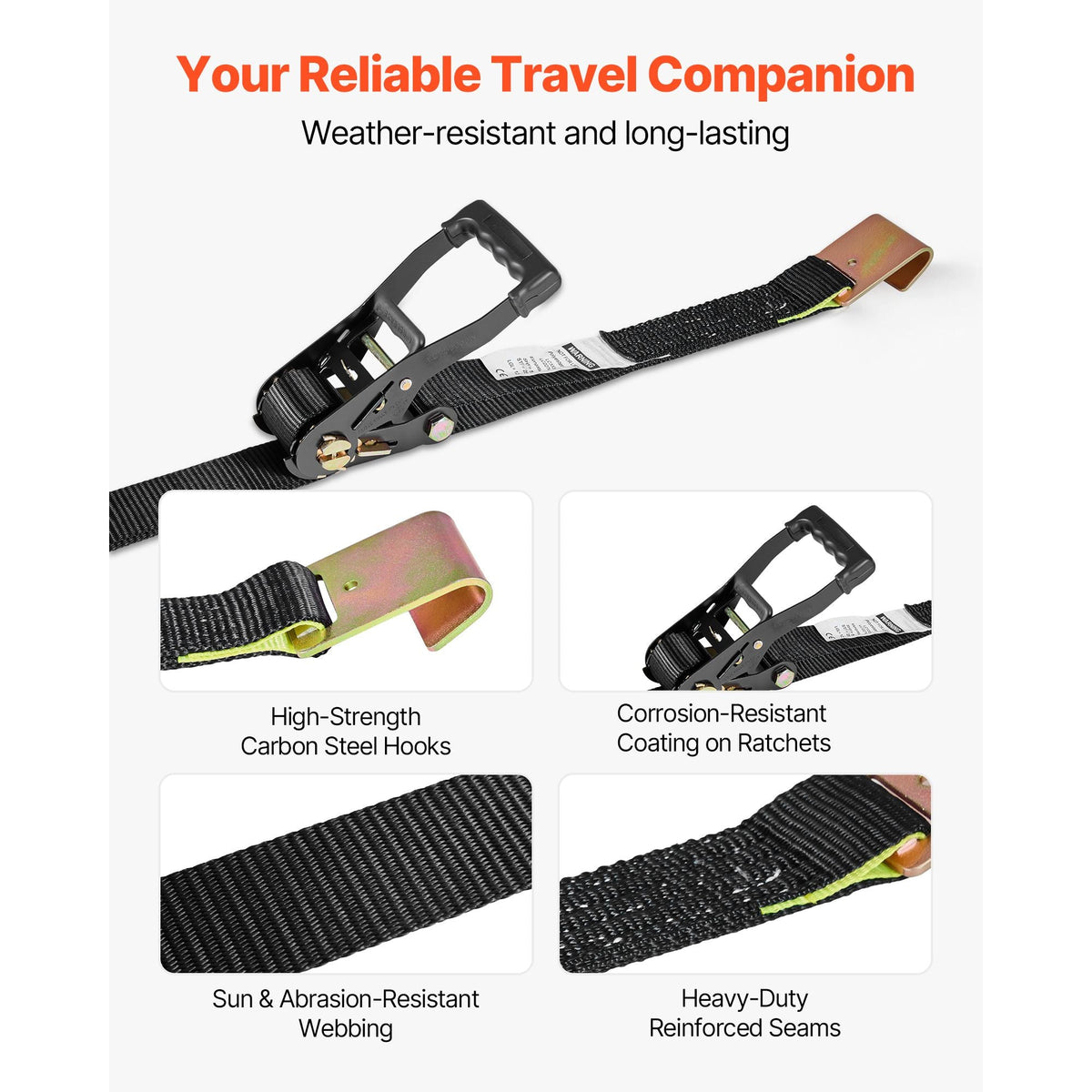 Wheel Chock Tie-Down Kit, Tire-Style Trailer Tie Down Strap, Car Tie Down Kit with Flat Hook, Break Strength 10009 lbs & Working Load 3333 lbs Motorcycle Tie-Down System for ATVs, SUVs, Trailers
