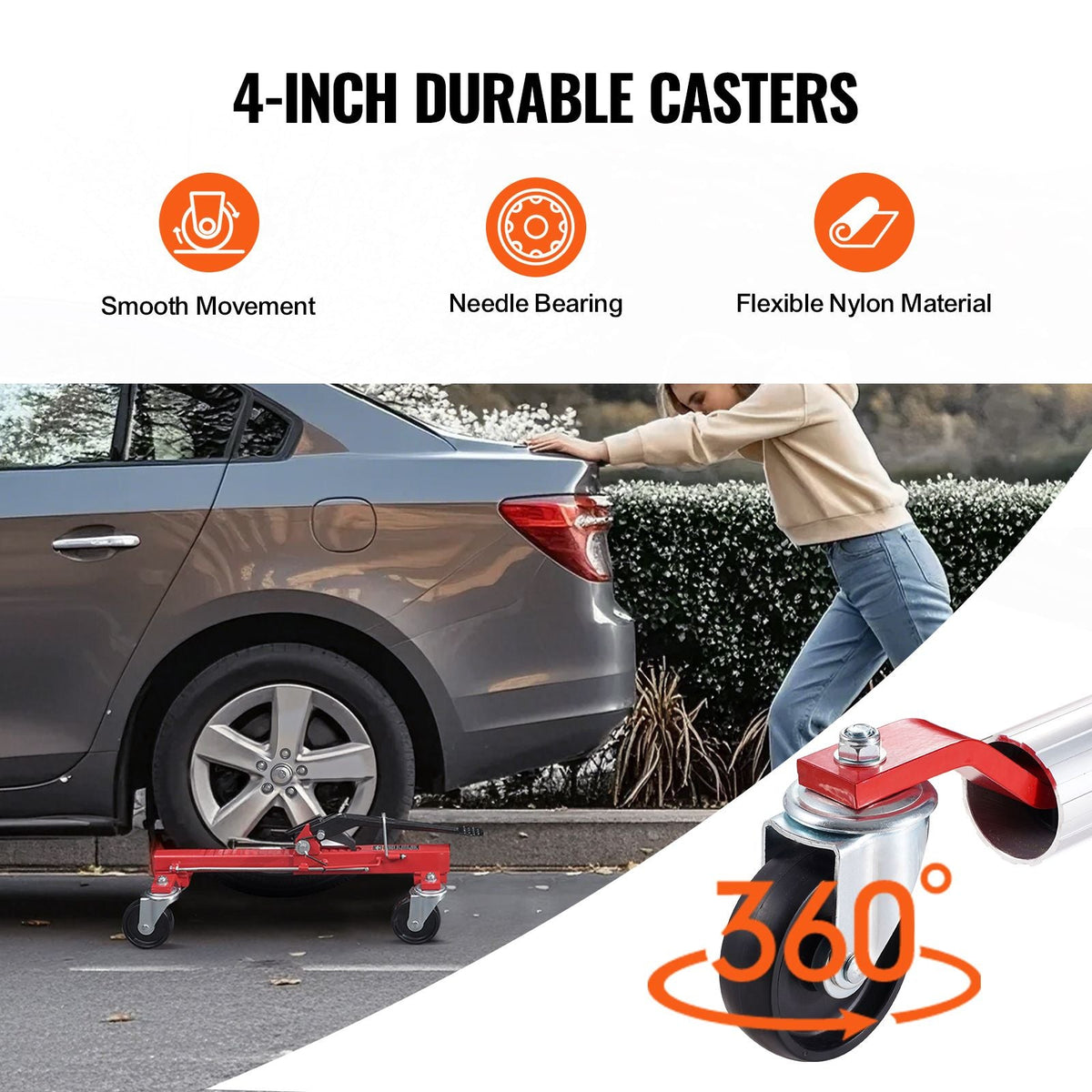 Wheel Dolly, Max Capacity 1500 Lbs Car Dolly, Car Jack Dolly Lifter with 360° Rotatable Wheels, Heavy Duty Vehicle Positioning Ratchet Tire Jack, for Vehicle Car Auto Repair Moving