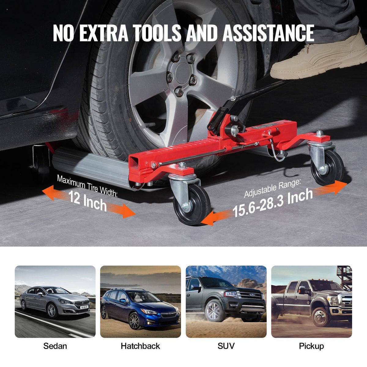 Wheel Dolly, Max Capacity 1500 Lbs Car Dolly, Car Jack Dolly Lifter with 360° Rotatable Wheels, Heavy Duty Vehicle Positioning Ratchet Tire Jack, for Vehicle Car Auto Repair Moving