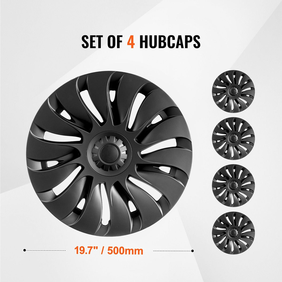 Wheel Rim Cover Hubcaps, 19 in, 2020-2024 Model Y Fully Fit Hubcap with Snap, Guard Tape & Valve Nozzle Hole, ABS & PC Hubcap with High Rigidity & Less Wind Drag, Fits for All Weather Use