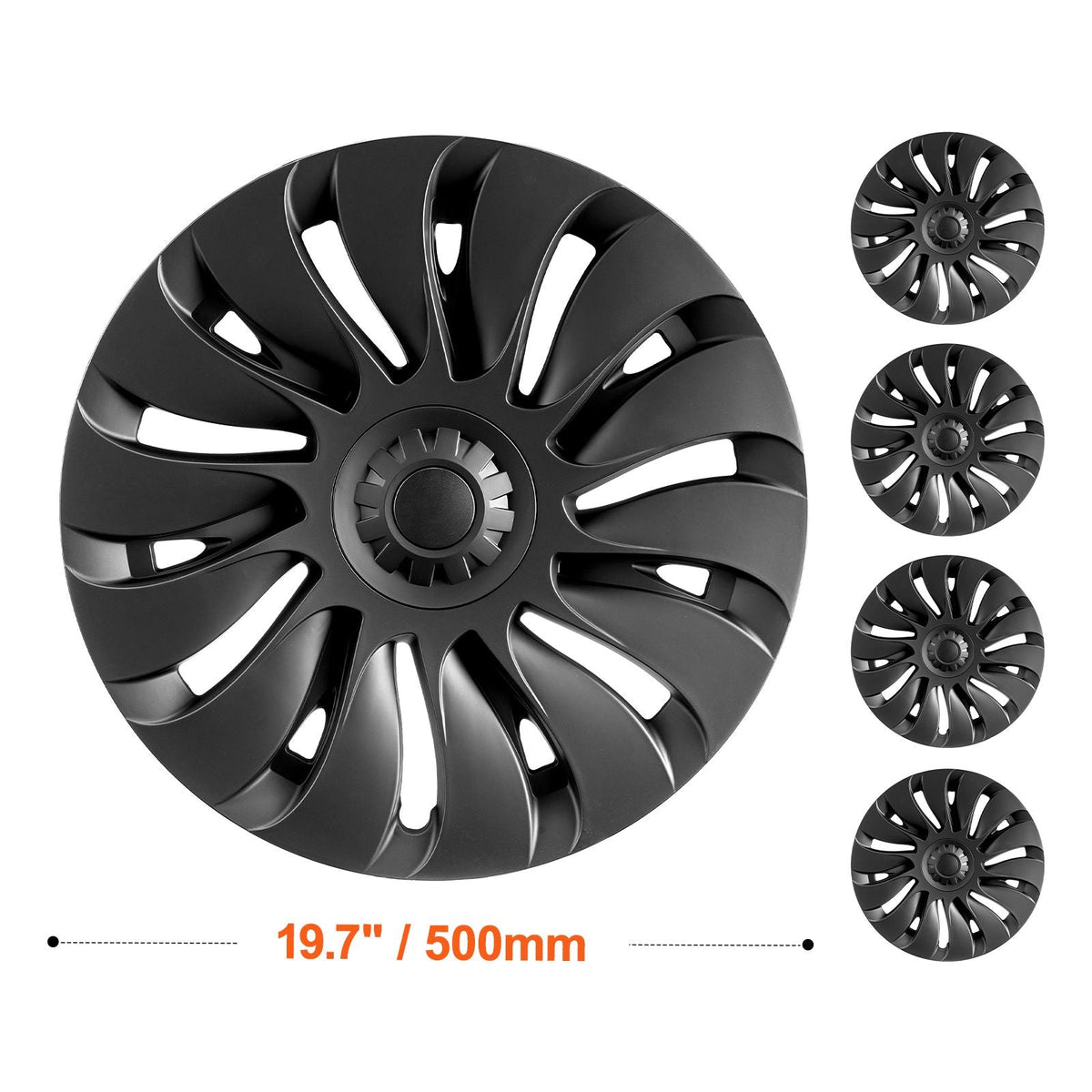 Wheel Rim Cover Hubcaps, 19 in, 2020-2024 Model Y Fully Fit Hubcap with Snap, Guard Tape & Valve Nozzle Hole, ABS & PC Hubcap with High Rigidity & Less Wind Drag, Fits for All Weather Use