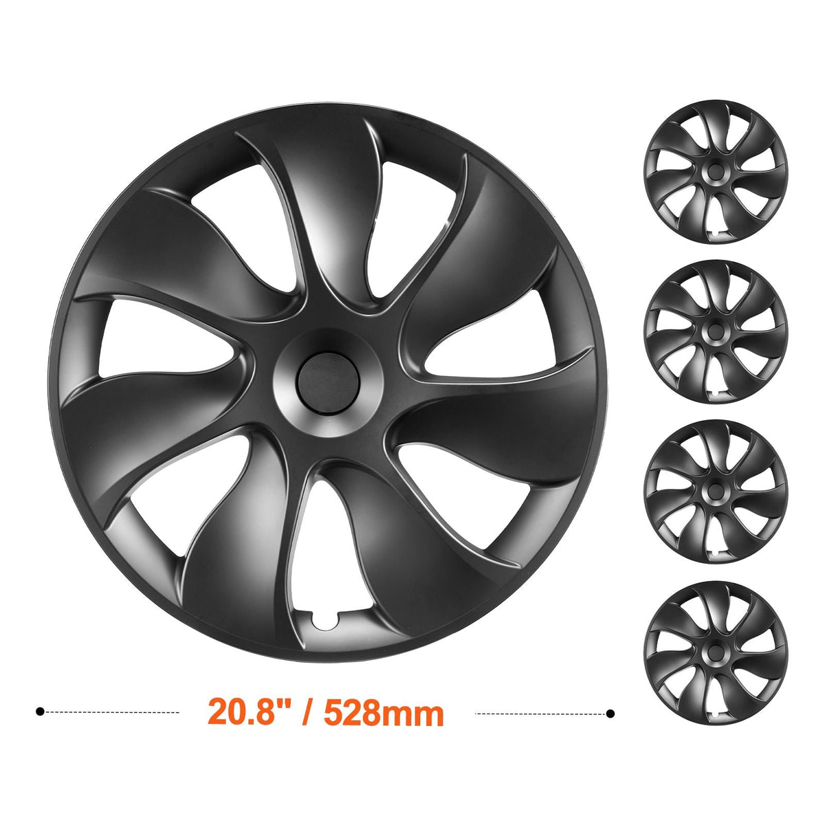 Wheel Rim Cover Hubcaps, 19 in, 2021-2023 Model Y Fully Fit Hubcap with Snap, Guard Tape & Valve Nozzle Hole, ABS & PC Hubcap with High Rigidity & Less Wind Drag, Fits for All Weather Use