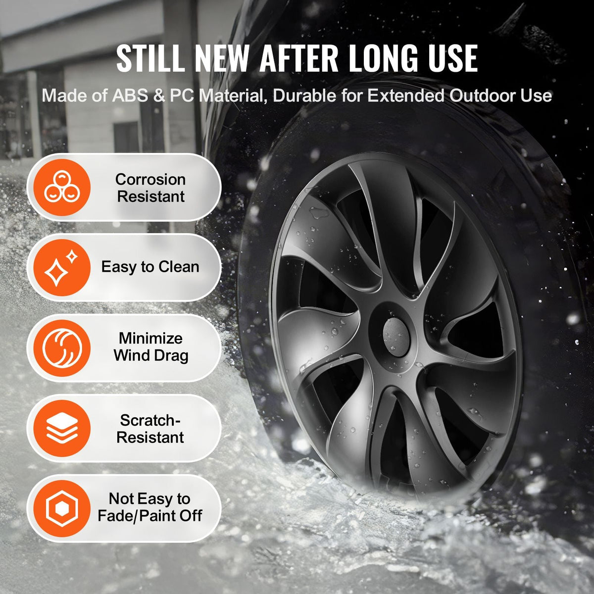 Wheel Rim Cover Hubcaps, 19 in, 2021-2023 Model Y Fully Fit Hubcap with Snap, Guard Tape & Valve Nozzle Hole, ABS & PC Hubcap with High Rigidity & Less Wind Drag, Fits for All Weather Use