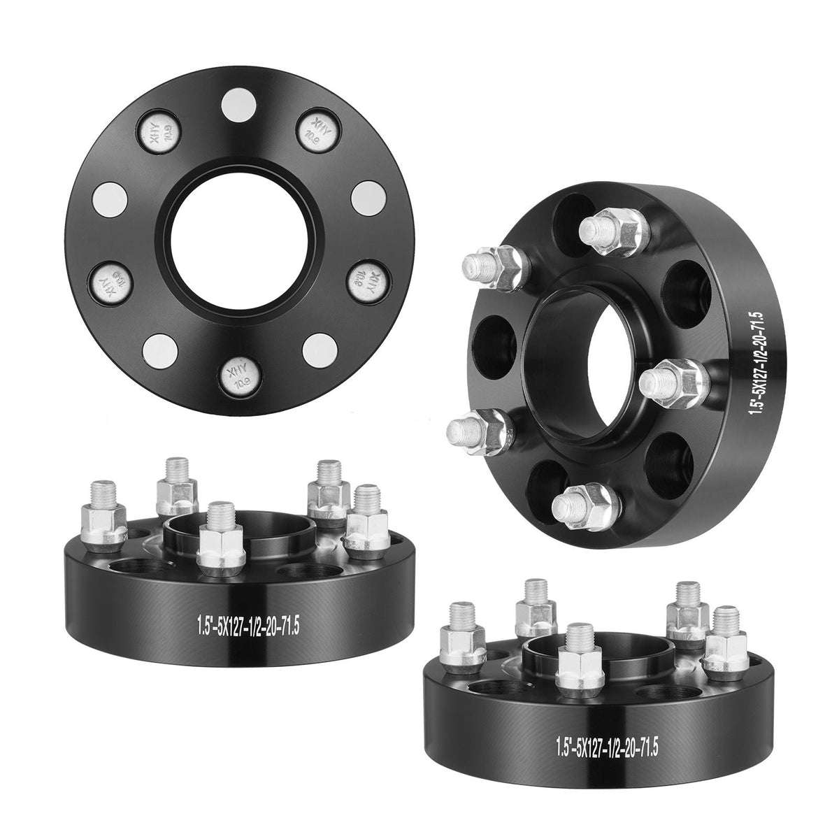 Wheel Spacers, 1.5" 5"x5.5" Wheel Adapters, 5 Lug Forged Spacer, 71.5 mm Bore Hubcentric M1/2-20 Studs Spacers, Fit for Jeep Journey, WRANGLER JK JKU, Commander XK, Marquis, 4 PCS Black