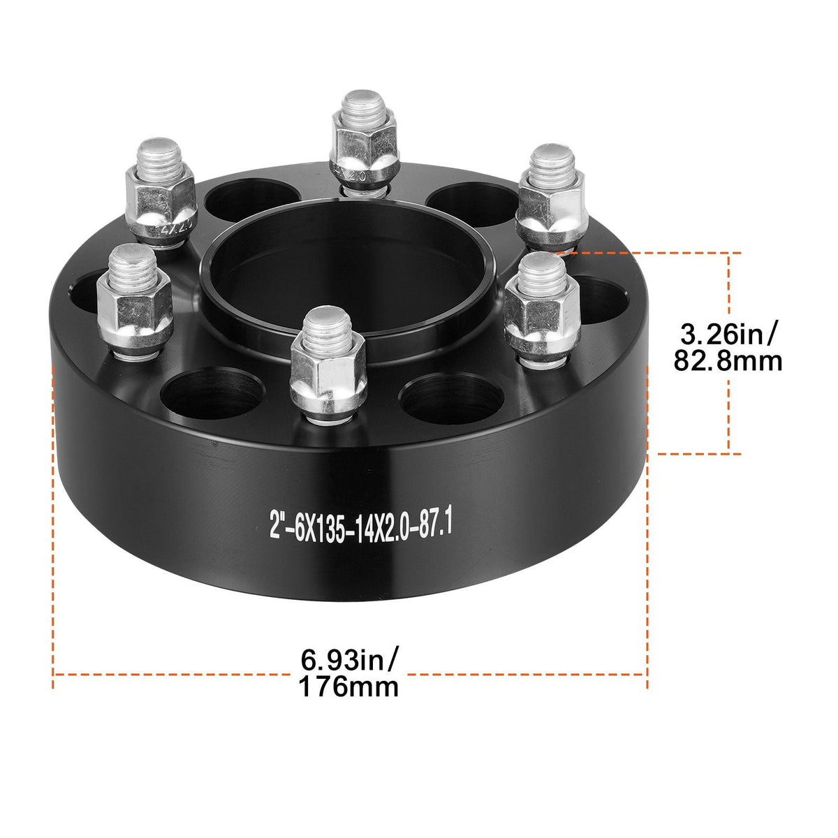 Wheel Spacers, 2" 6"x5.3" Wheel Adapters, 6 Lug Forged Spacer, 87.1 mm Bore Hubcentric M14 x2 Studs Spacers, Fit for Ford Expedition, F150, Lincoln Navigator, 4 PCS Black
