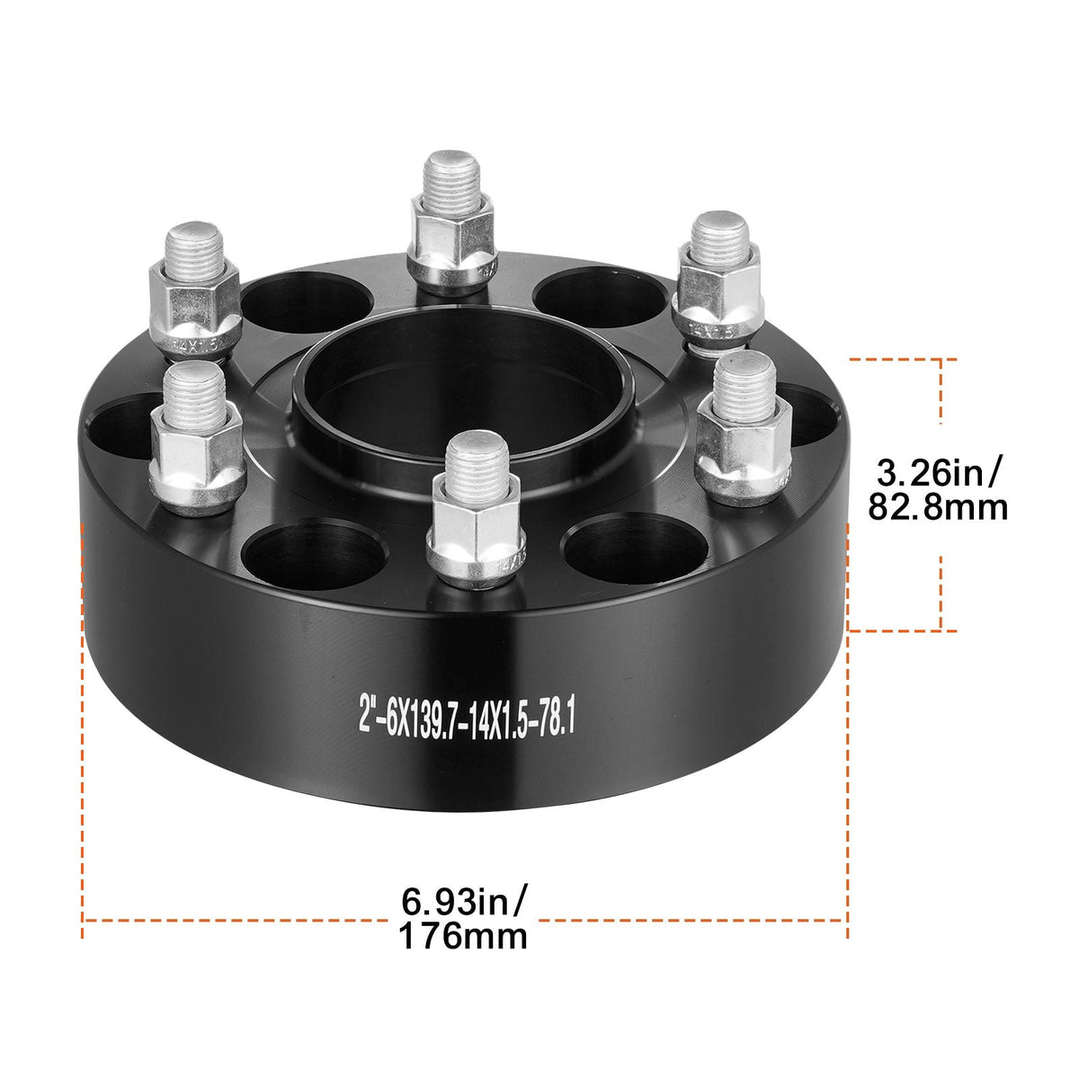 Wheel Spacers, 2" 6"x5.5" Wheel Adapters, 6 Lug Forged Spacer, 78.1 mm Bore Hubcentric M14 x1.5 Studs Spacers, Fit for 1984-2018 Chevrolet, GMC, and Cadillac, 4 PCS Black