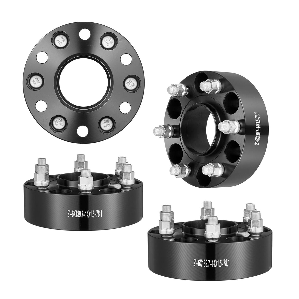 Wheel Spacers, 2" 6"x5.5" Wheel Adapters, 6 Lug Forged Spacer, 78.1 mm Bore Hubcentric M14 x1.5 Studs Spacers, Fit for 1984-2018 Chevrolet, GMC, and Cadillac, 4 PCS Black