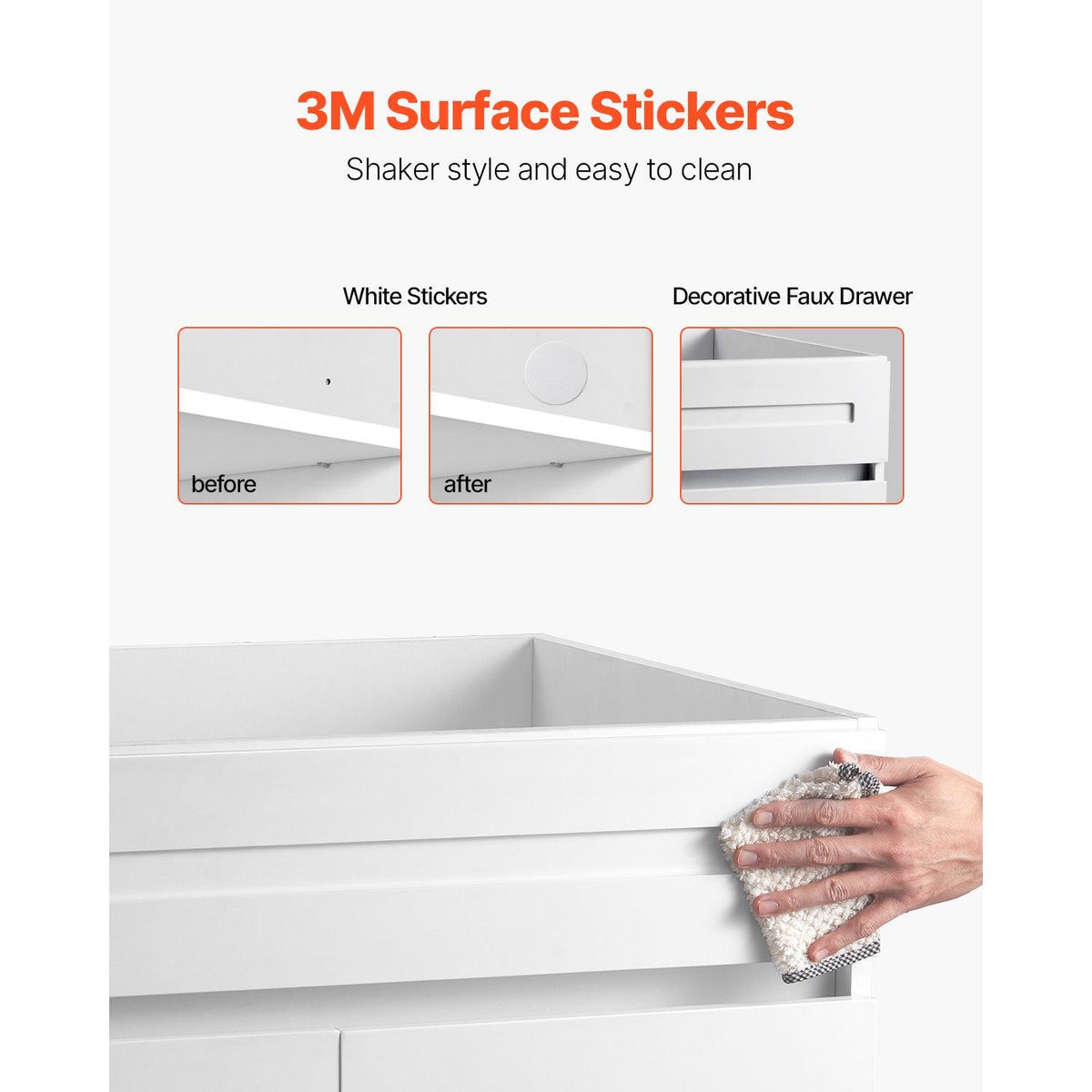 White Shaker Base Cabinet, 30-Inch Unassembled Sink Base Cabinet, 30" W x 24" D x 34.5" H Ready to Assemble Cabinet with Soft-Close Doors and Adjustable Shelf, for Home Office