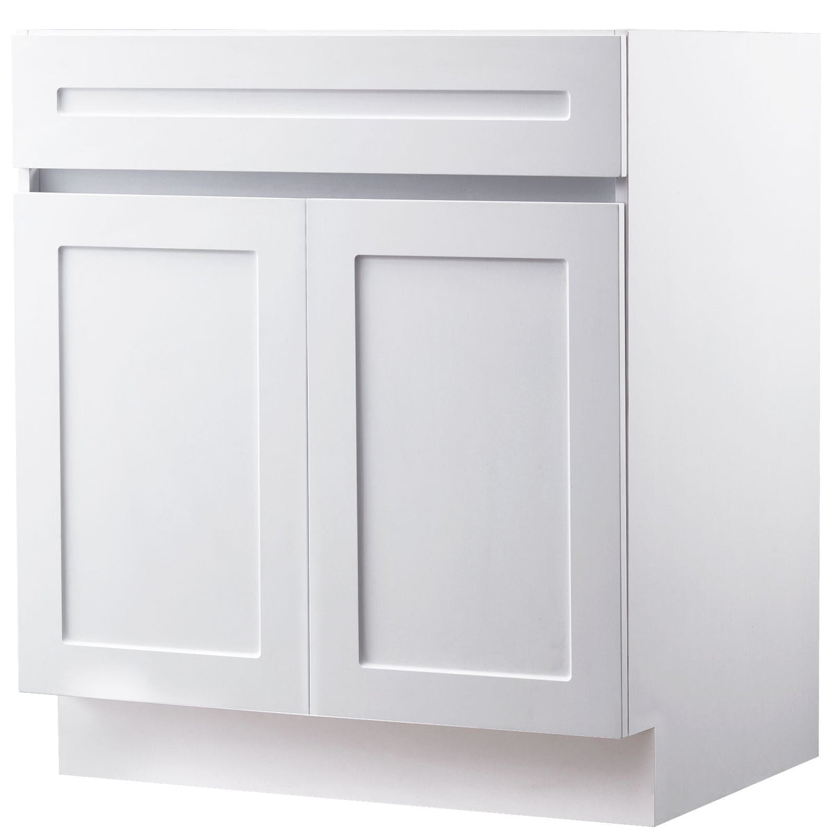 White Shaker Base Cabinet, 30-Inch Unassembled Sink Base Cabinet, 30" W x 24" D x 34.5" H Ready to Assemble Cabinet with Soft-Close Doors and Adjustable Shelf, for Home Office