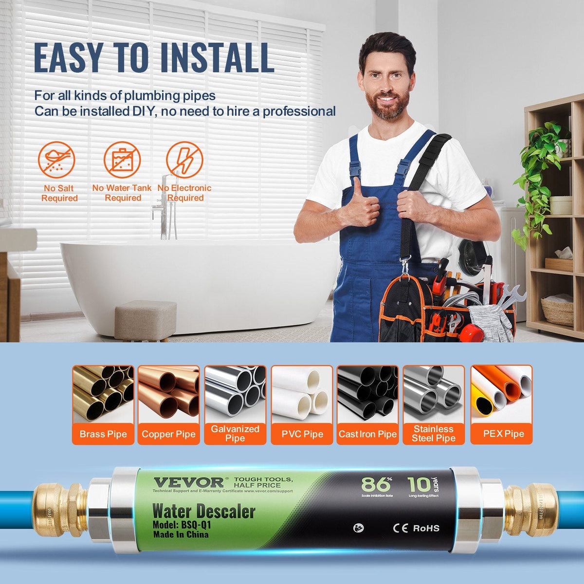 Whole House Salt Free Descaler Physical Scale Descaler System SAAS Alloy