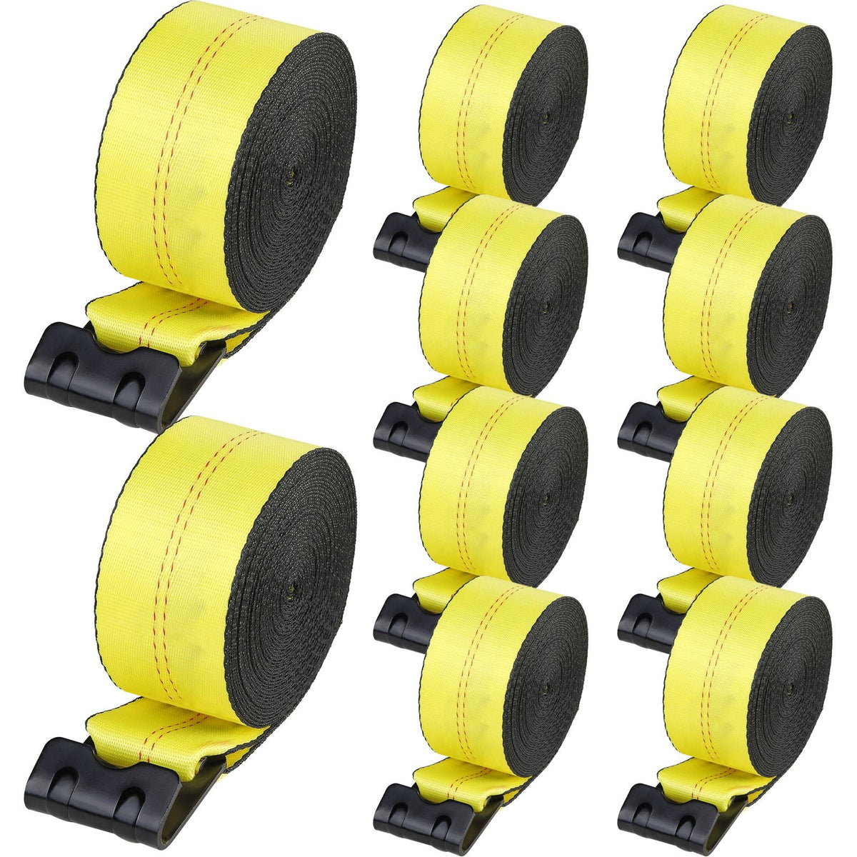 Winch Straps, 4" x 40', 6000 lbs Load Capacity, 18000 lbs Break Strength, Truck Straps with Flat Hook, Flatbed Tie Downs Cargo Control for Trailers, Farms, Rescues, Tree Saver, Yellow (10 Pack)