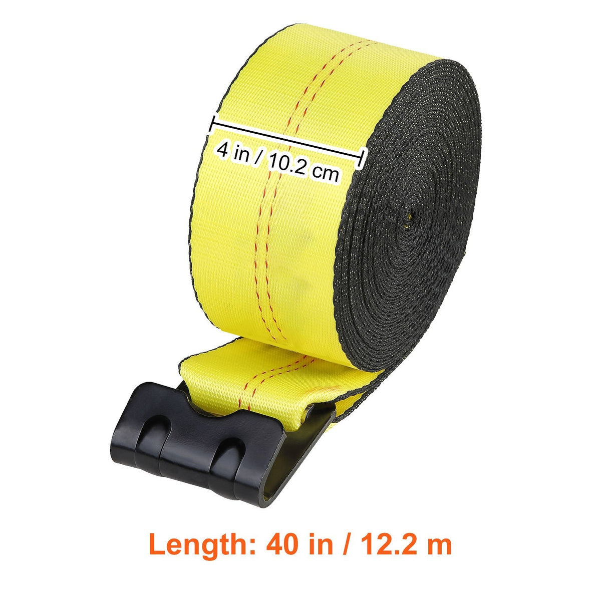 Winch Straps, 4" x 40', 6000 lbs Load Capacity, 18000 lbs Break Strength, Truck Straps with Flat Hook, Flatbed Tie Downs Cargo Control for Trailers, Farms, Rescues, Tree Saver, Yellow (10 Pack)