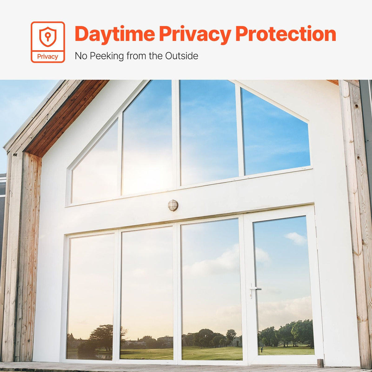 Window Privacy Film, One Way Window Tint, Daytime Mirror Reflective Heat Control Glass, Static Cling Sun Blocking, See out Not in Window Film for Home and Office, Black-Silver, 36 in x 6.5 ft