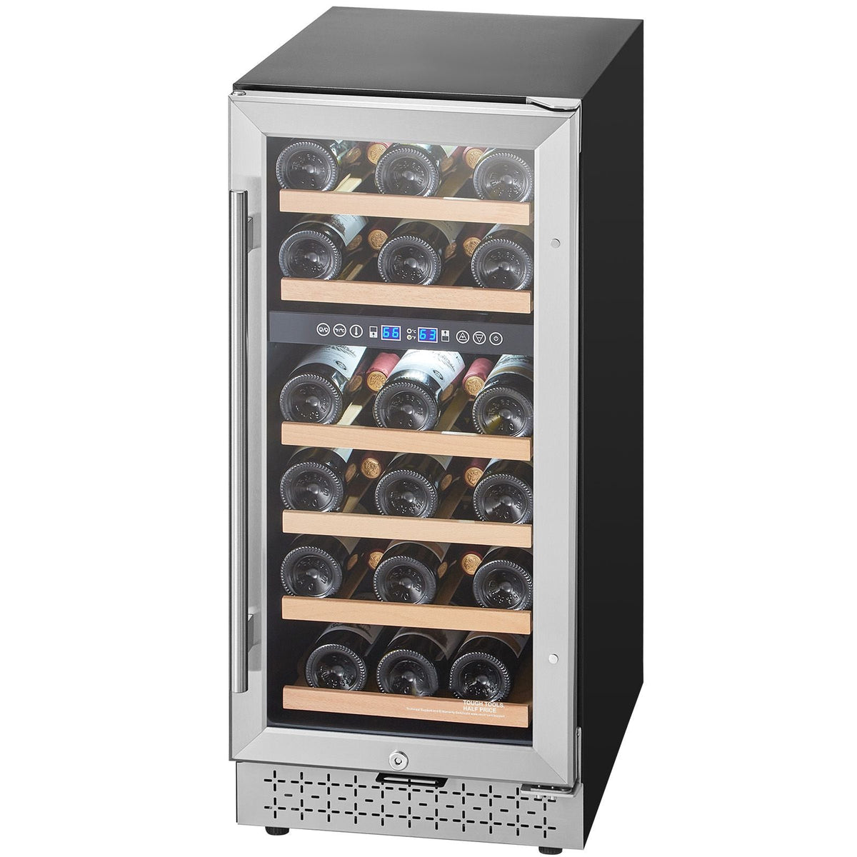 Wine Cooler, 28 Bottle Dual Zone Wine Fridge, Mini Wine Cooler Refrigerator with Glass Door, Adjustable Shelves, Digital Temperature Control, Built-in & Freestanding Fridge for Home Office Bar