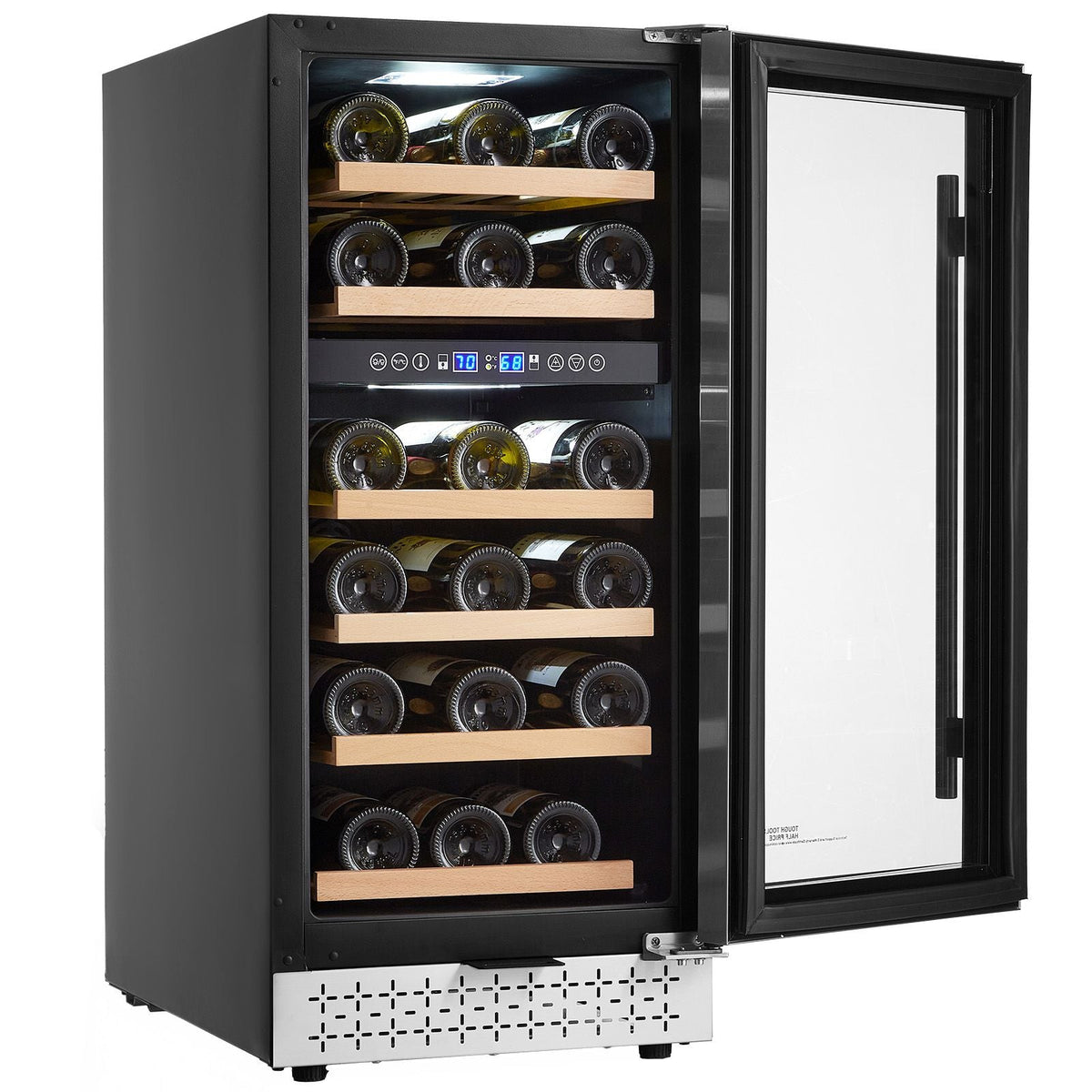 Wine Cooler, 28 Bottle Dual Zone Wine Fridge, Mini Wine Cooler Refrigerator with Glass Door, Adjustable Shelves, Digital Temperature Control, Built-in & Freestanding Fridge for Home Office Bar