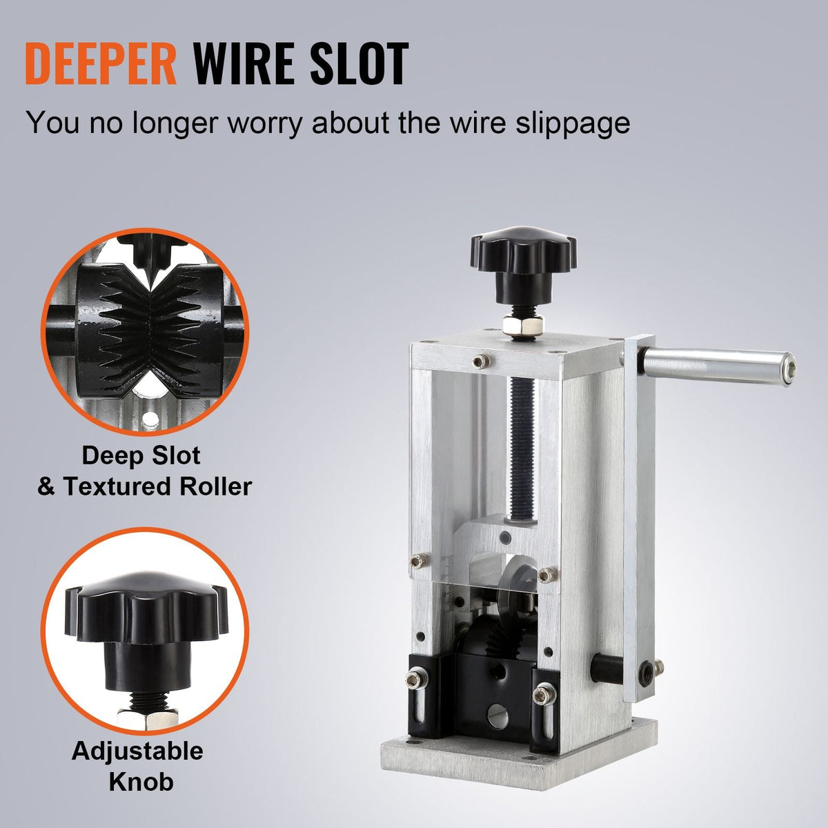 Wire Stripping Machine,Wire Stripper with Hand Crank or Drill Powered,0.06''-1.18'' Copper Wire Stripper,Visible Stripping Depth Reference,Portable Aluminum Frame Wire Peeler