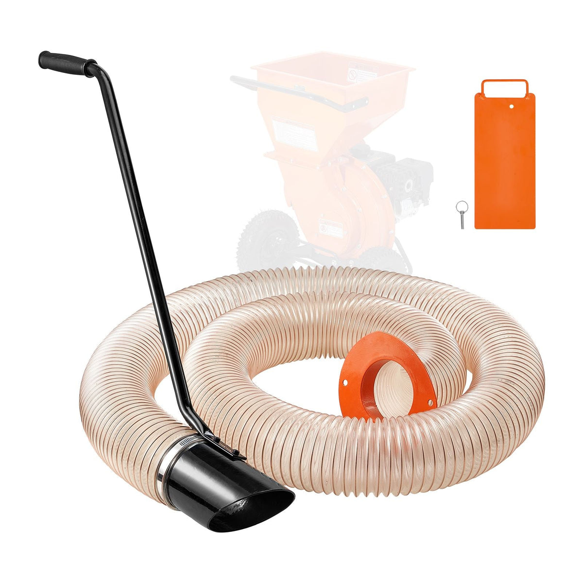 Wood Chipper Shredder Mulcher Leaf Vacuum Kit, 4.3 Inch x 13.1 ft Heavy Duty Universal Woodchipper Accessory, 4 inch Diameter for Large Volume Feeding,Fit Mainstream Brand (Chipper NOT Included)