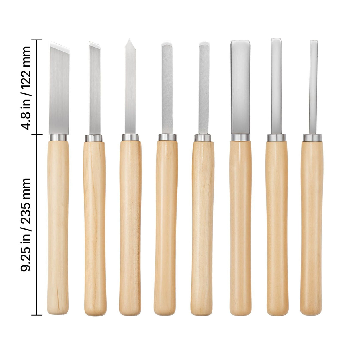 Wood Lathe Turning Tool Set, 8PCS, Lathe Chisel Set with Carbon Steel Blade, 2 Skew, 1 Spear Point, 1 Parting, 1 Round Nose, 3 Gouge Tools, 1 Oxford Bag, for Beginners, Hobbyists, Professionals