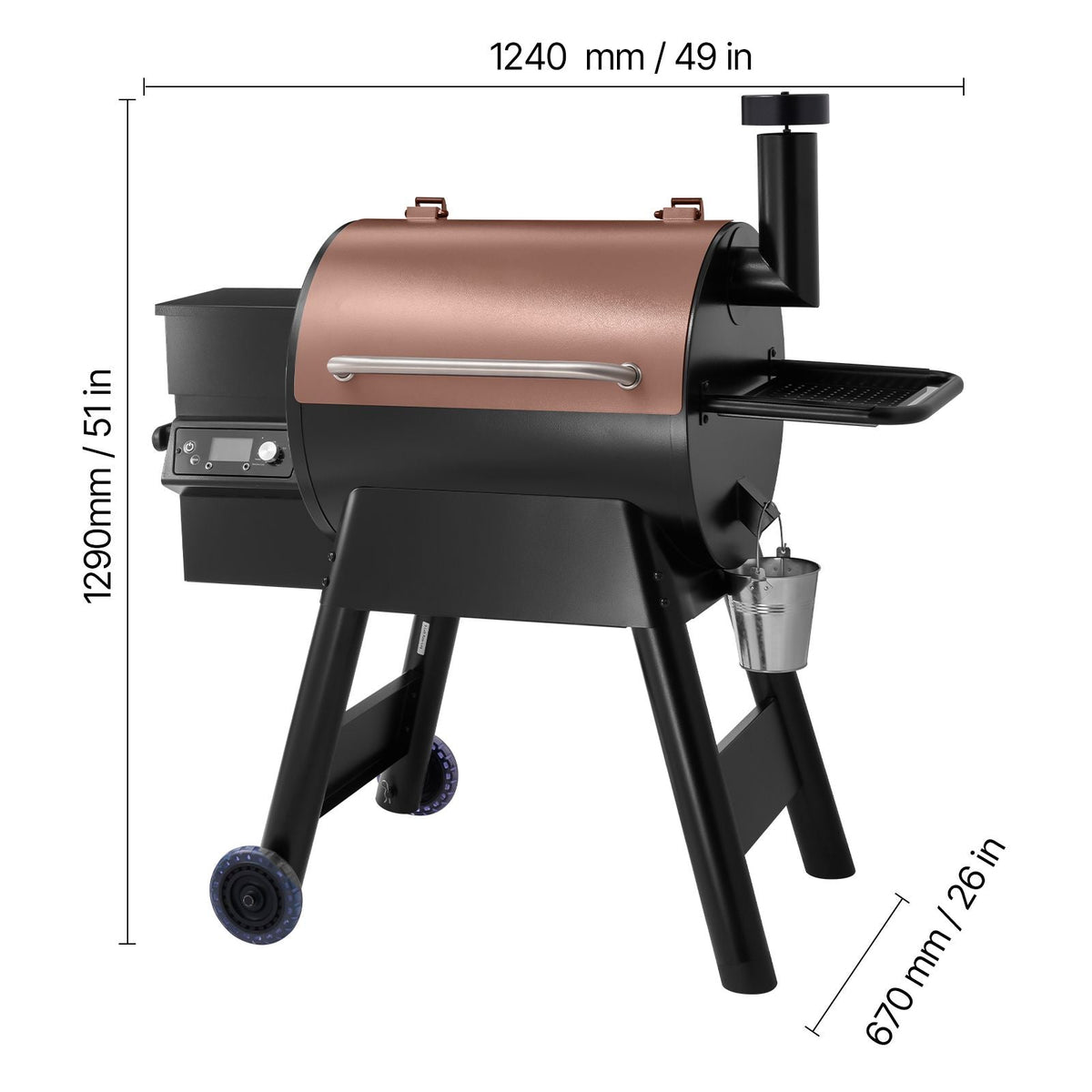Wood Pellet Grill Smoker, 8 in 1 BBQ Grills for Outdoor Cooking, 575 Sq Inch Cook Area Electric Grill and Smoker, with LCD Screen Controller, Meat Probe, 500 Fahrenheit Max Temperature, Black