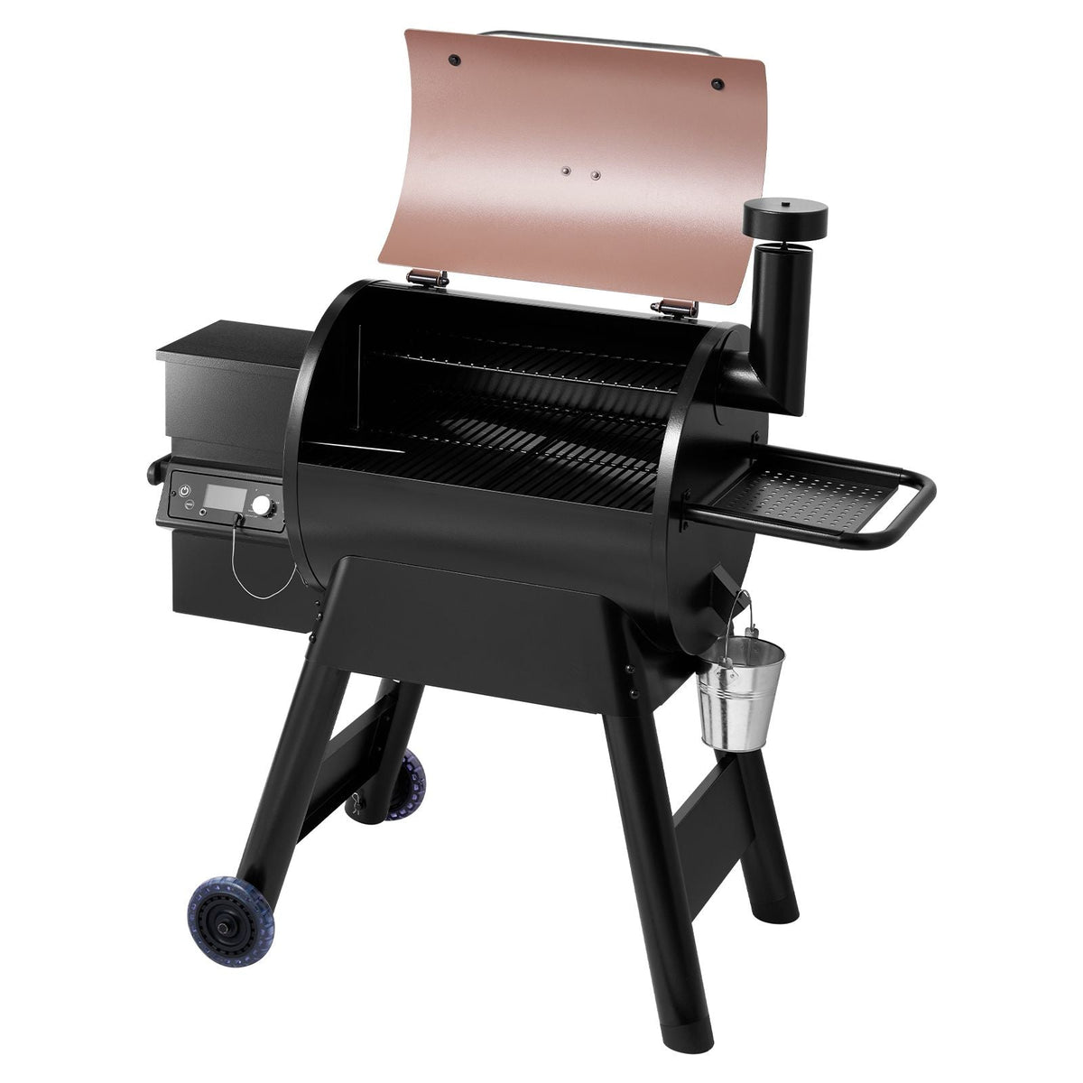 Wood Pellet Grill Smoker, 8 in 1 BBQ Grills for Outdoor Cooking, 575 Sq Inch Cook Area Electric Grill and Smoker, with LCD Screen Controller, Meat Probe, 500 Fahrenheit Max Temperature, Black