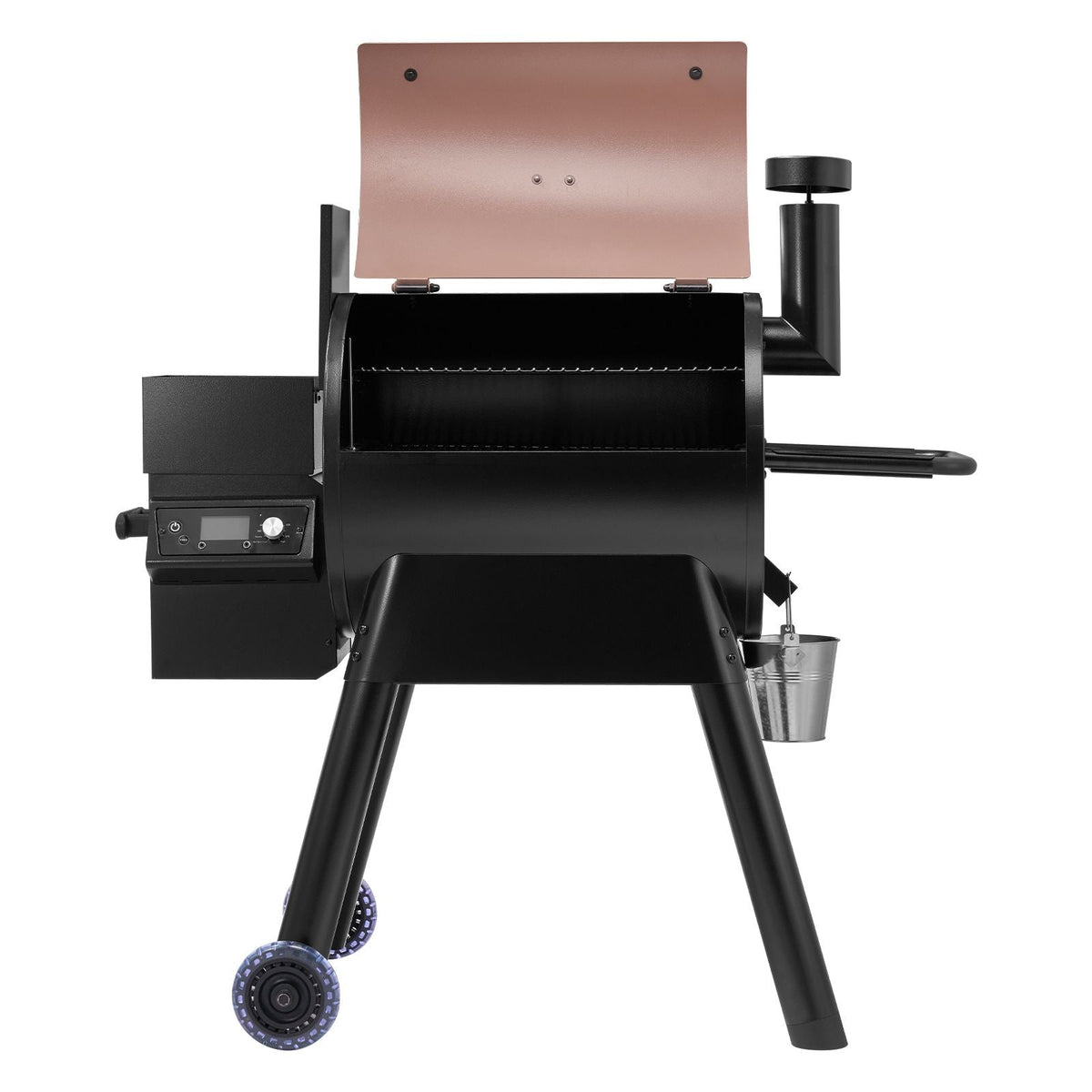 Wood Pellet Grill Smoker, 8 in 1 BBQ Grills for Outdoor Cooking, 575 Sq Inch Cook Area Electric Grill and Smoker, with LCD Screen Controller, Meat Probe, 500 Fahrenheit Max Temperature, Black