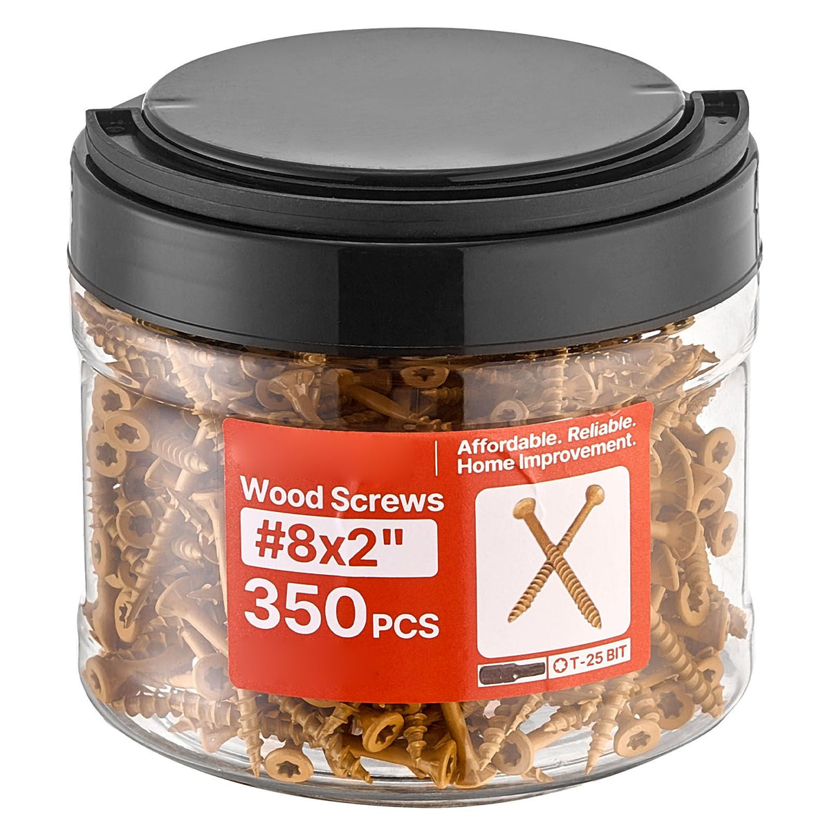 Wood Screws 350 PCS, #8 x 2-Inch Anti-Rust Coated, Exterior Deck Screw Torx/T25 Star Drive, Metal Rust-Resistant Outdoor Decking Screws with 2 Screw Connectors, for Decking Fencing Framing