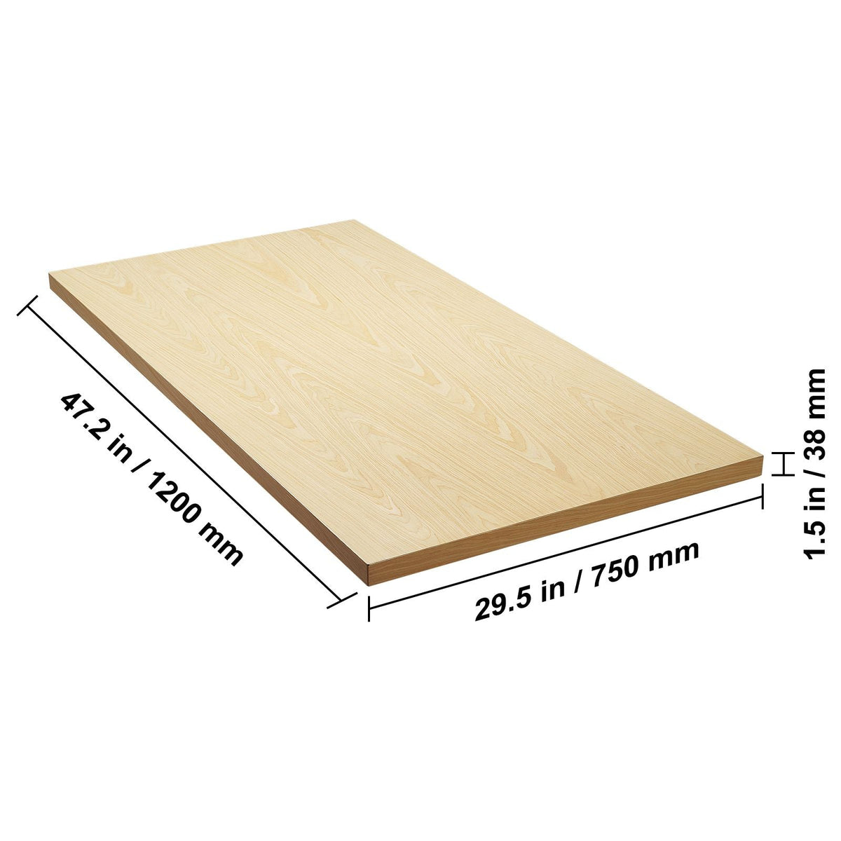 Wood Table Top, Holds up to 330 lb, 47.2" x 29.5" x 1.5" Rectangular Countertop for Height Adjustable Electric Standing Desk Frame, Universal Solid One-Piece Maple Desktop for Office & Home Desk