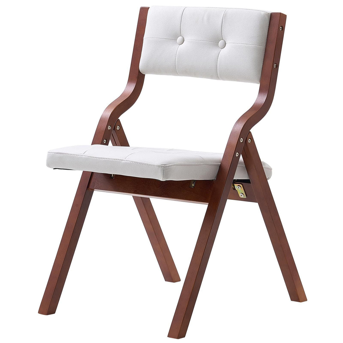 Wooden Folding Chairs with Cushion, Set of 2, Portable Foldable Cushion Chair with Wooden Frame, Modern Padded Dining Chair for Kitchen, Office, Wedding, Party, Dining Room, Easy Assembly, White