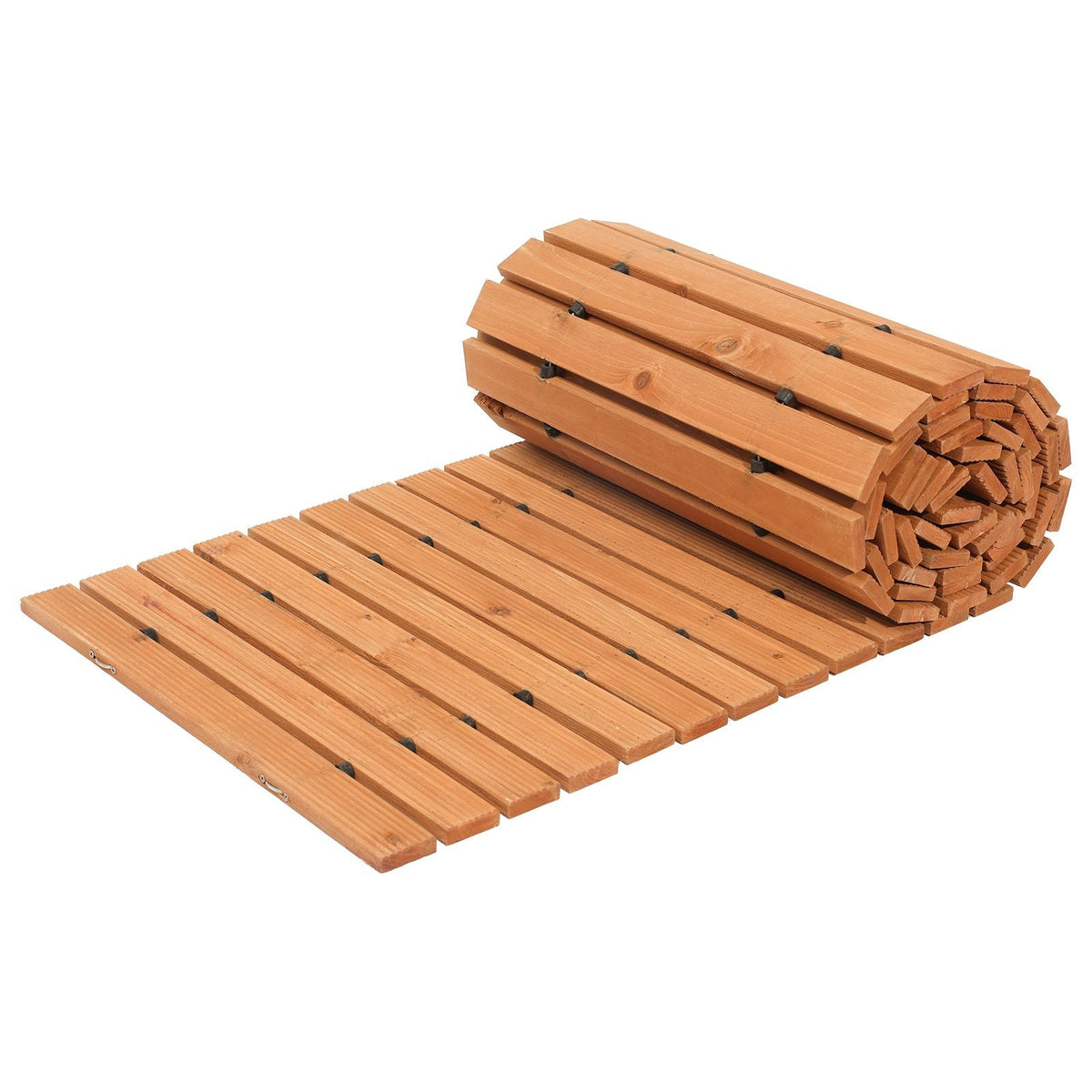 Wooden Garden Pathway, 12 ft L x 17 in W, Non-Slip Straight Garden Walkway, Roll Out Cedar Outdoor Walkway Path with Wire Rope Connection, Decorative Garden Paver for Backyard Wedding Party