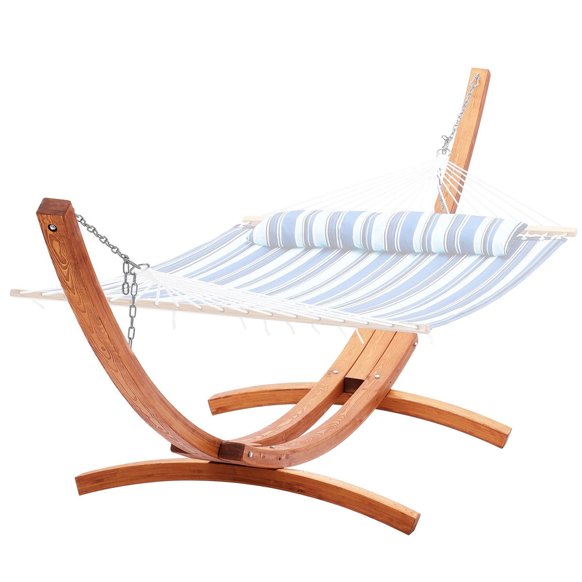 Wooden Hammock Stand, 475 lbs Capacity Universal 2 Person Hammock Frame Fits 9-13 ft Hammocks, Larch Wood Arc Adjustable Stand for Hammock with Chain and Carabiner, for Outdoor and Indoor