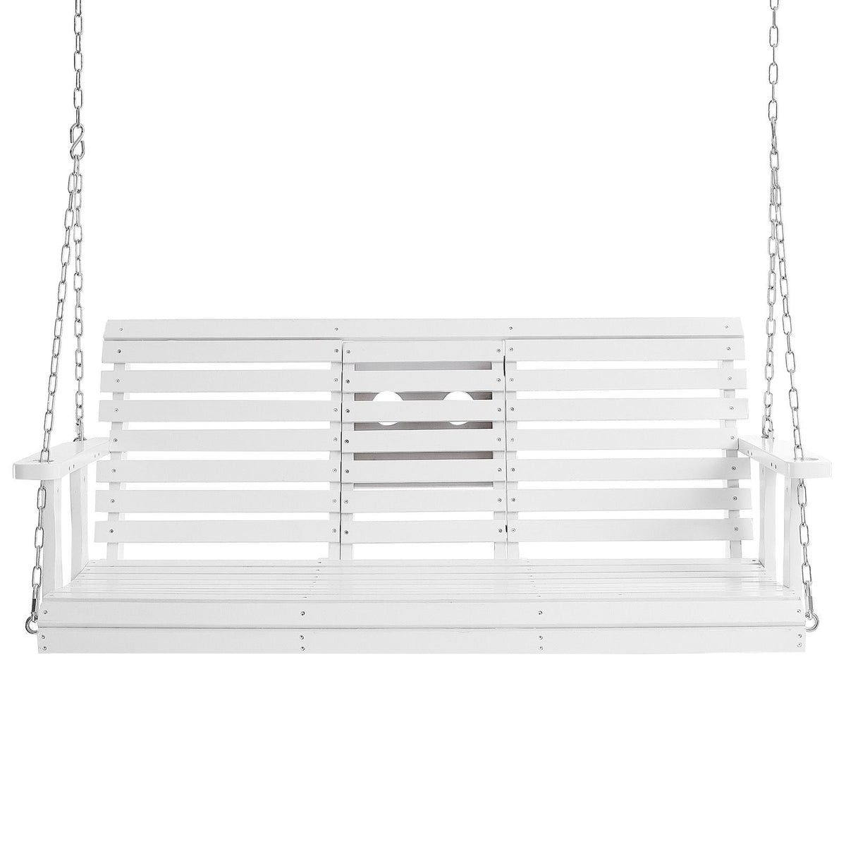Wooden Porch Swing 5 ft, Patio bench swing for Courtyard & Garden, Upgraded 880 lbs Strong Load Capacity, Heavy Duty Swing Chair Bench with Hanging Chains for Outdoors, White