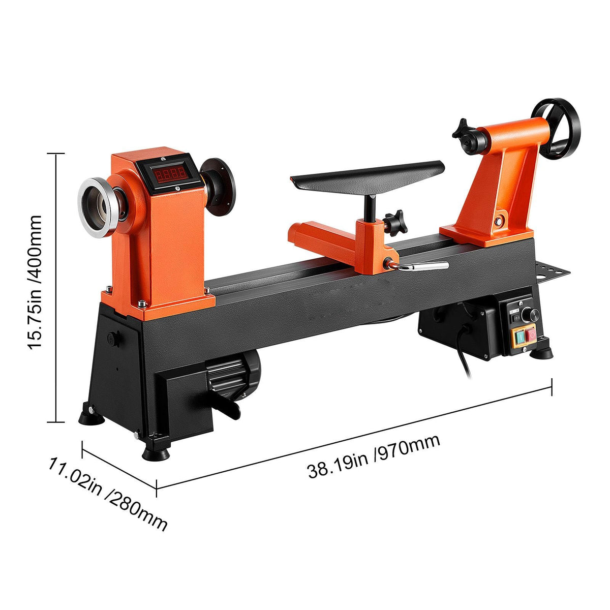Woodworking Lathe, 1 HP, Benchtop Wood Lathe Machine with 0 to 3800 RPM Variable Speed, 12 x 18 in Workbench, Brushless DC Motor, Cast Iron Construction, for Beginner DIY Enthusiast Woodworking