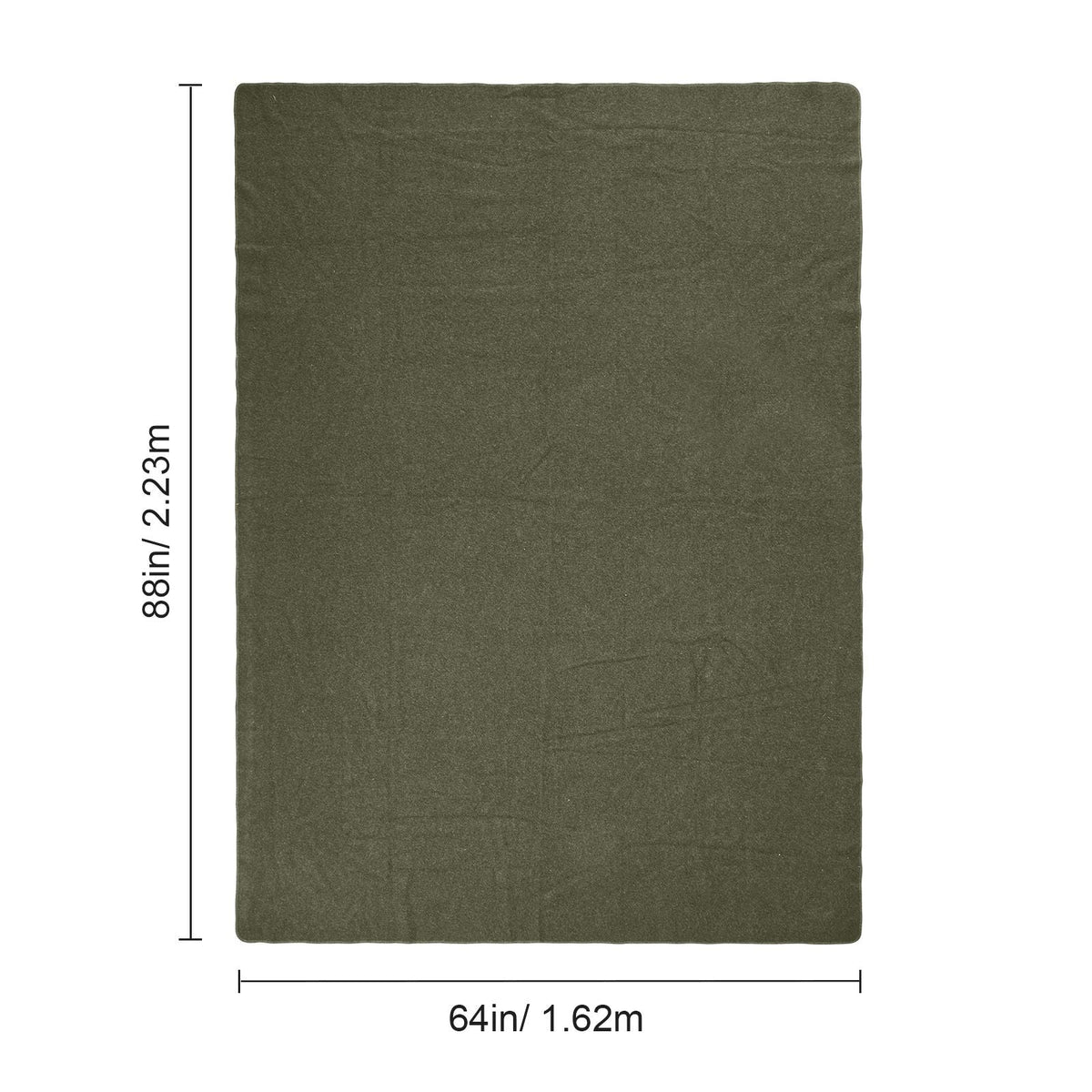Wool Camping Blanket, Large Warm Stadium Blanket, Waterproof & Windproof, Flame Retardant, Great for Outdoors, Picnics, Hiking, Sports Events, Travel, 64" x 88" (80% Wool), Army Green